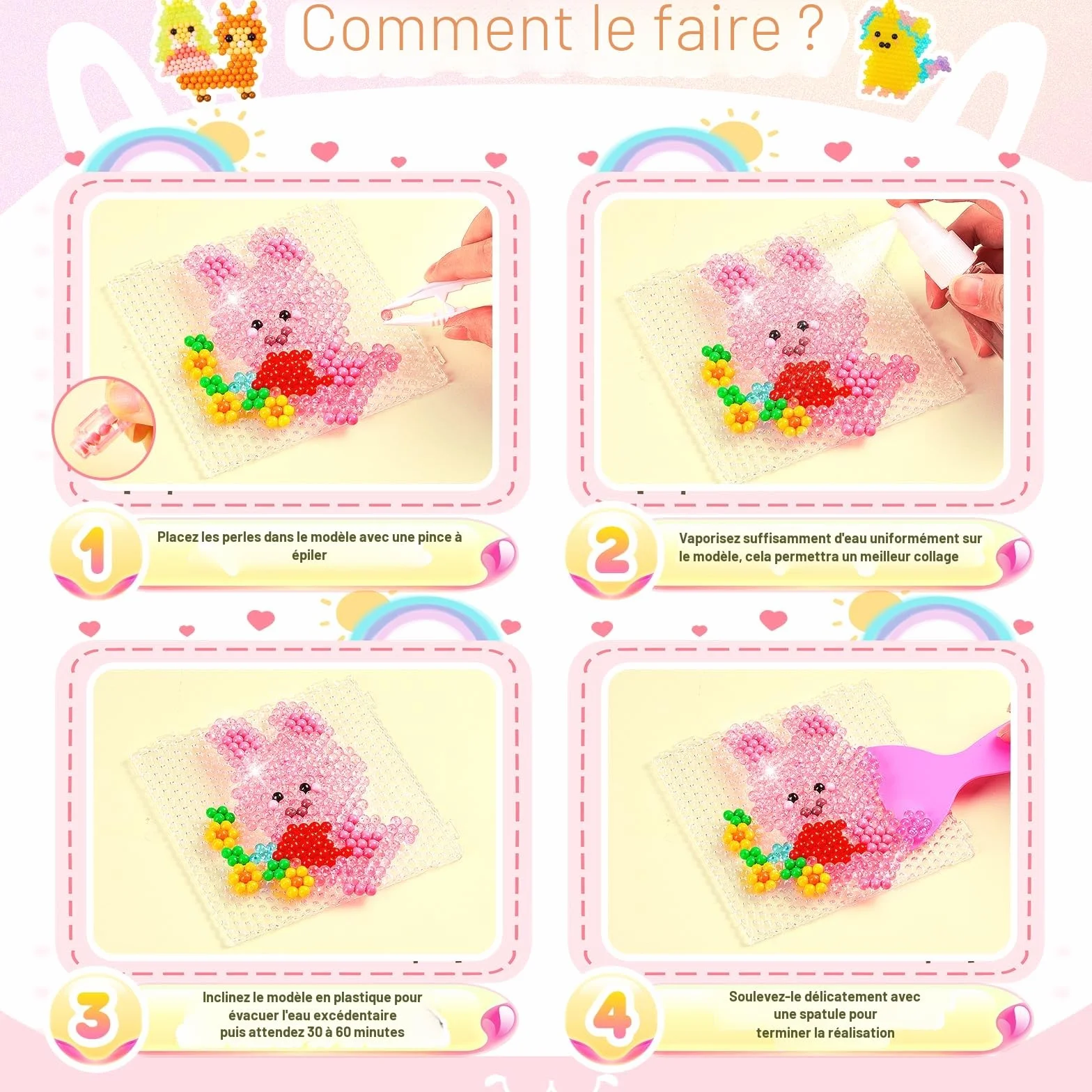 Besdiyart Perles d'eau paillettes enfants set recharge brillent dans le noir perles magiques bricolage