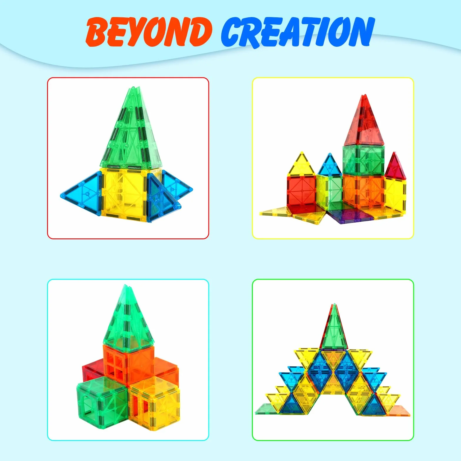 Gemmicc Tuiles Magnétiques Jeux de Construction 55 Pièces STEM Jouets Éducatifs 3-9 Ans