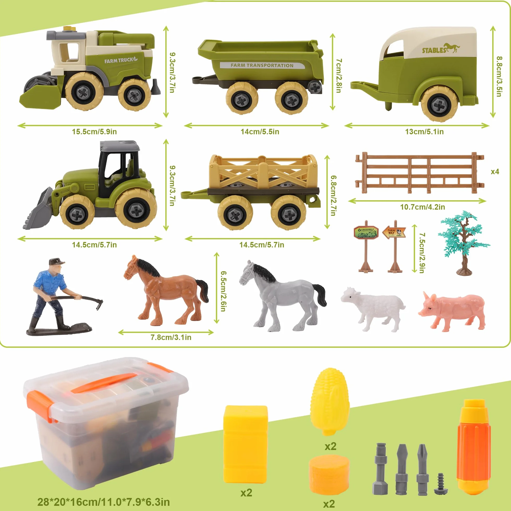 Herefun Jouet de Ferme avec Tracteur, Jouets Éducatifs Agricoles pour Enfant 3+ Ans