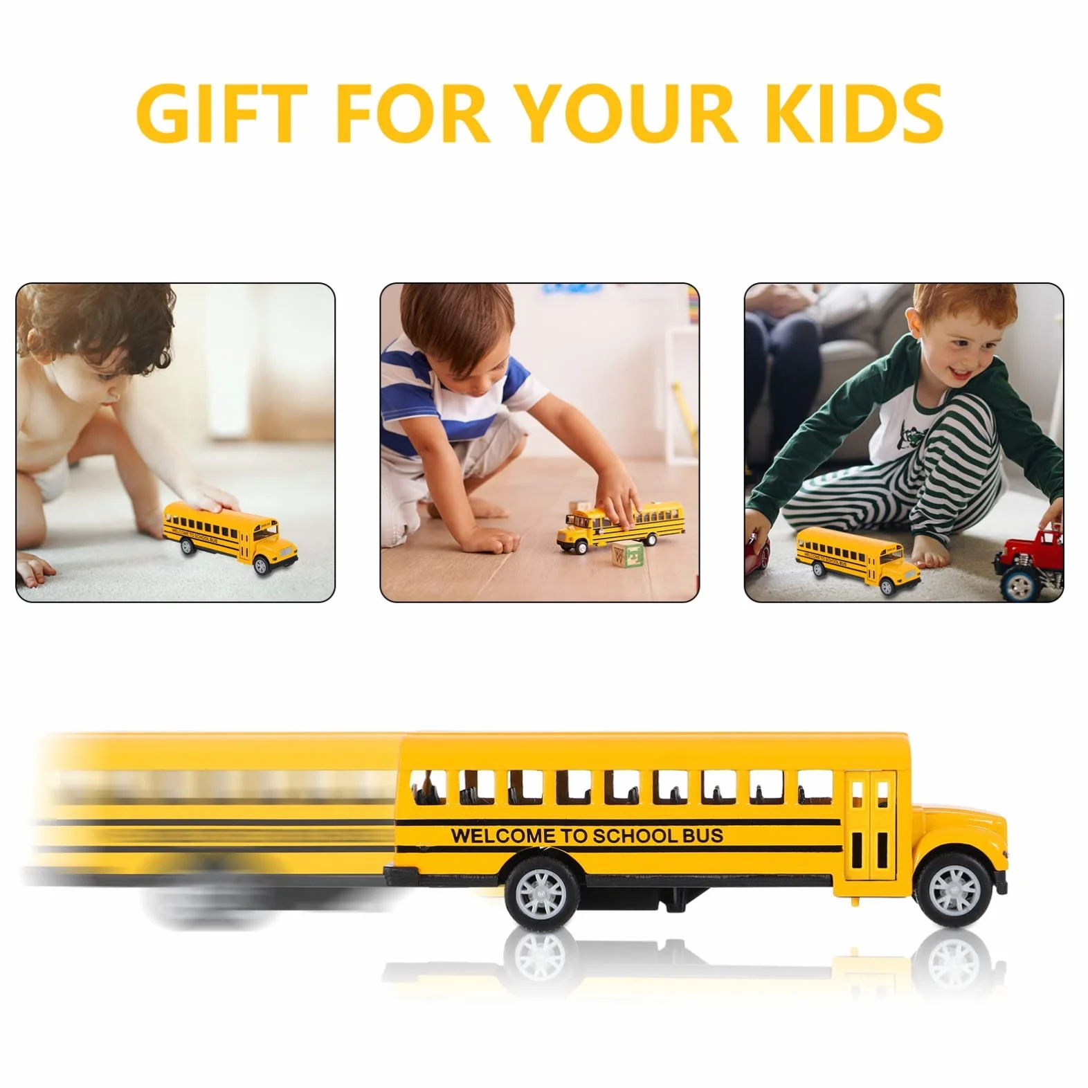 TOYANDONA Modèle de bus scolaire Jaune Orange 13 x 4 cm