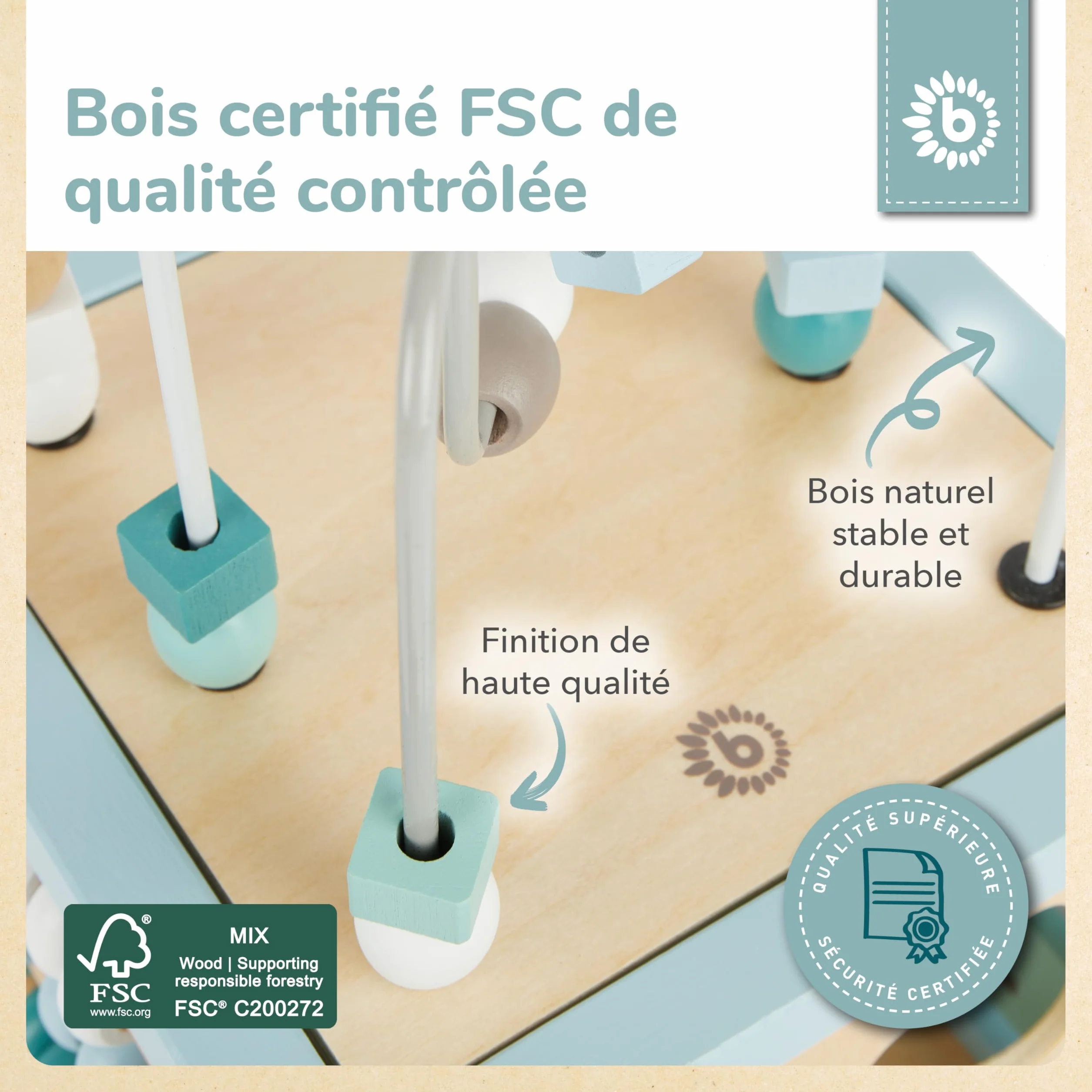 BIECO Cube D'activité Bois Jeu Motricité Bébé Table
