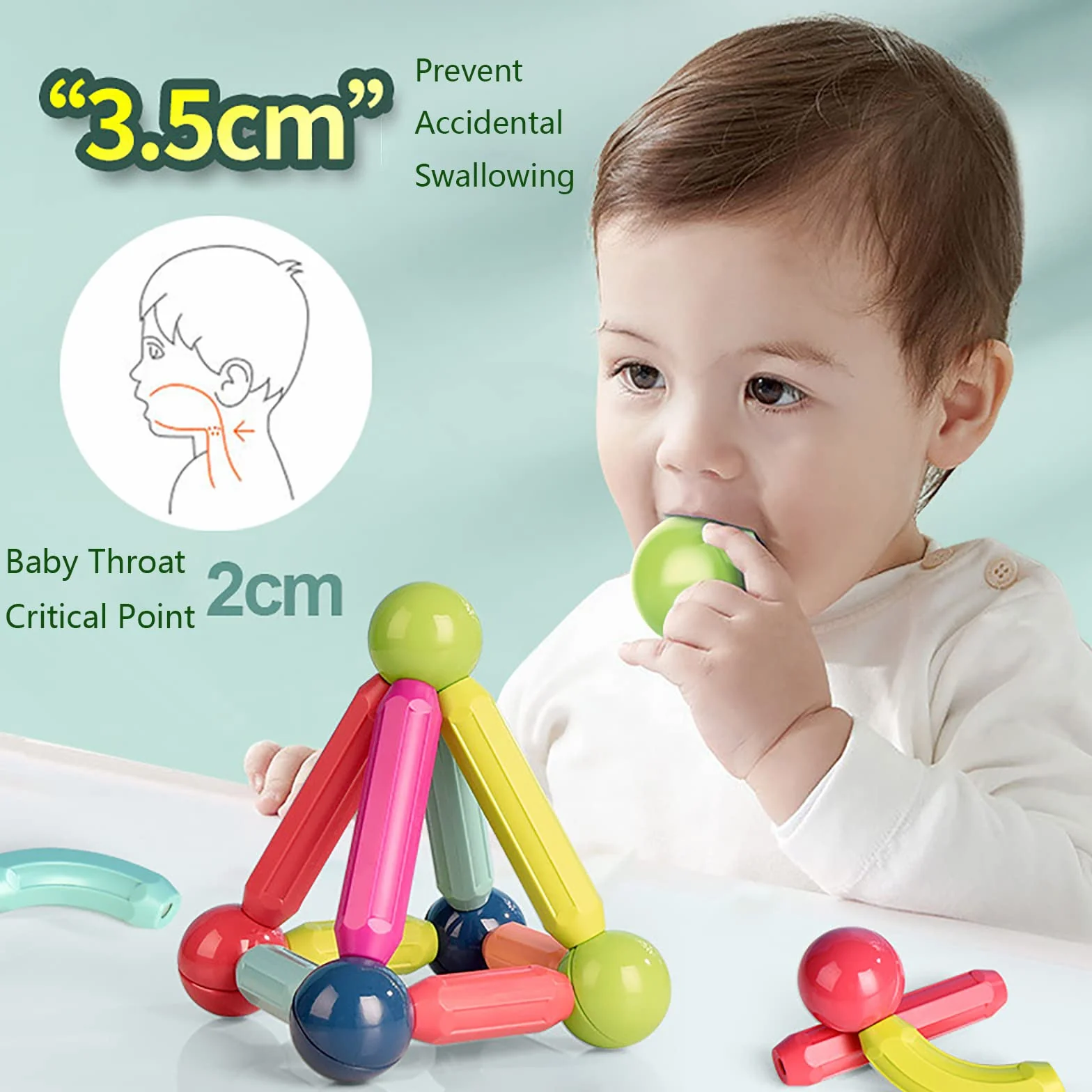 Bloc Construction Magnétique Enfant 64 Pièces Jeux Construction Magnétique 3D Jouets Magnétiques Cadeau Garçons Filles