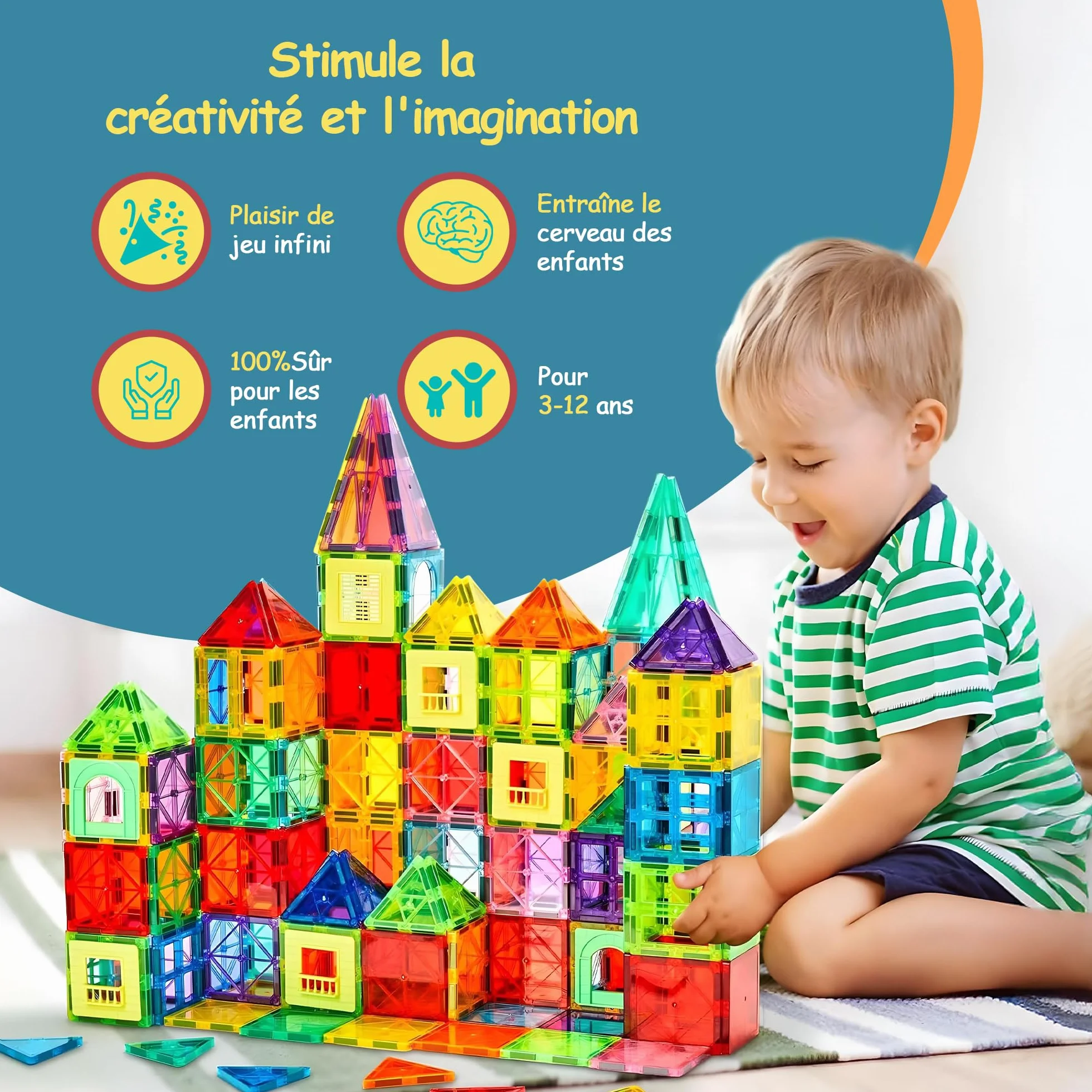 Olvy Blocs Magnétiques Montessori Jouet 120 Tuiles Enfants Construction Magnétique Dès 3 Ans Smart Playground