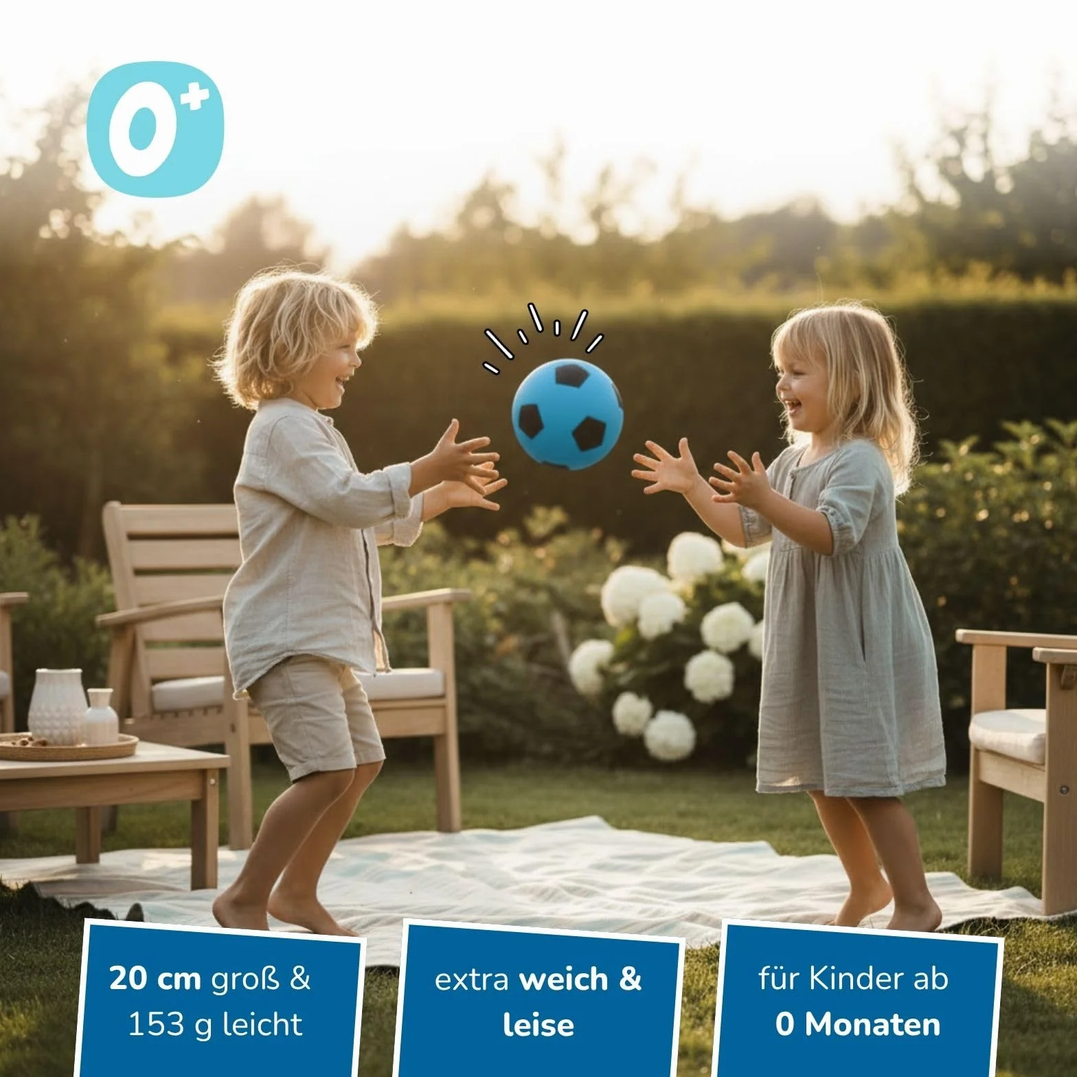 Alldoro 63105 Balle en Mousse Design Football 20 cm pour Enfants 18 Mois Bleu