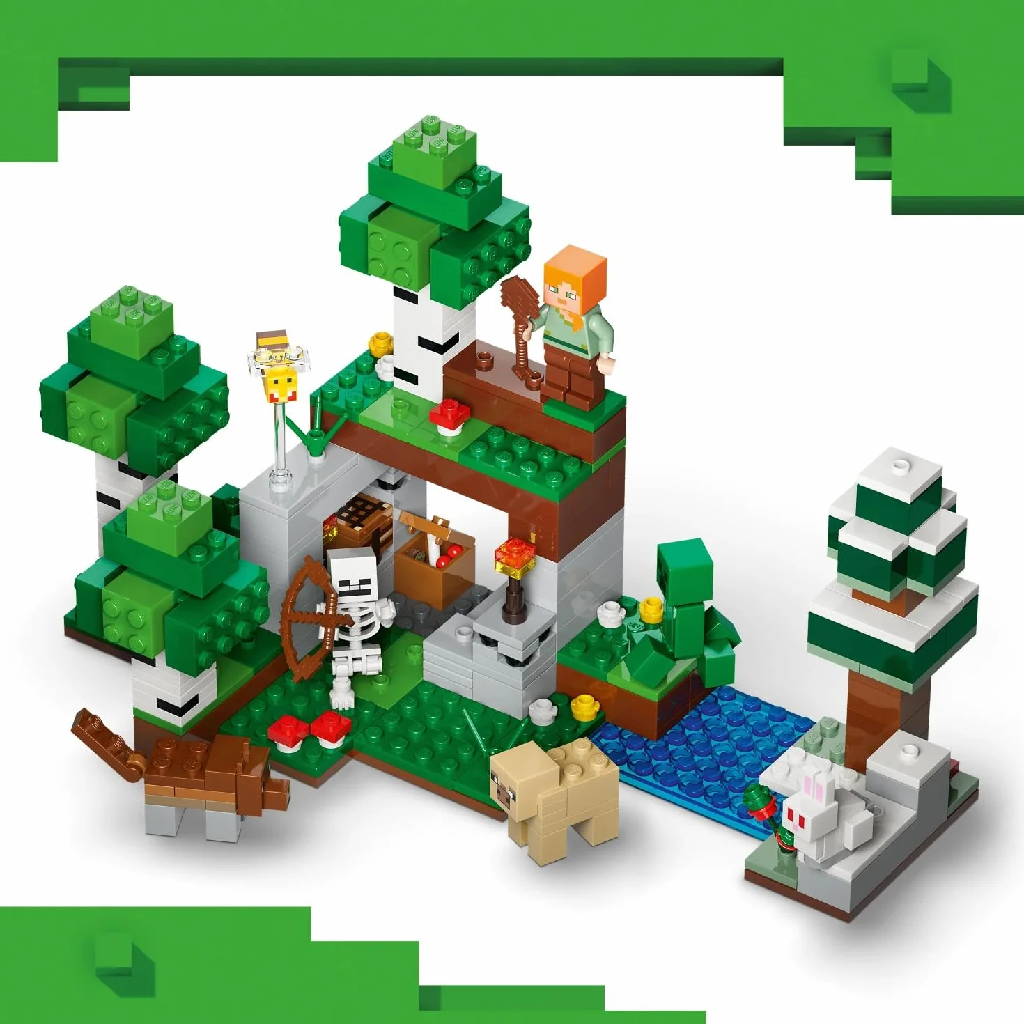 LEGO Minecraft L’Aventure de la Première Nuit 21593 Jeu Interactif 7 Figurines Alex Creeper Squelette Loup des Bois Cadeau Gaming 8 Ans
