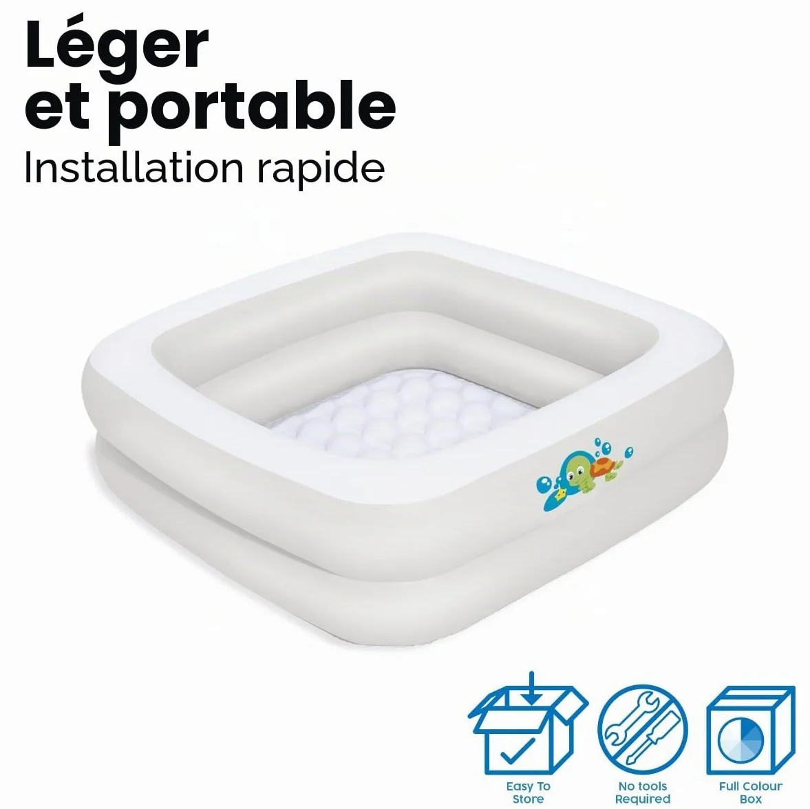 Bestway Baignoire Gonflable Carrée pour Bébé 86 x 86 x 25 cm