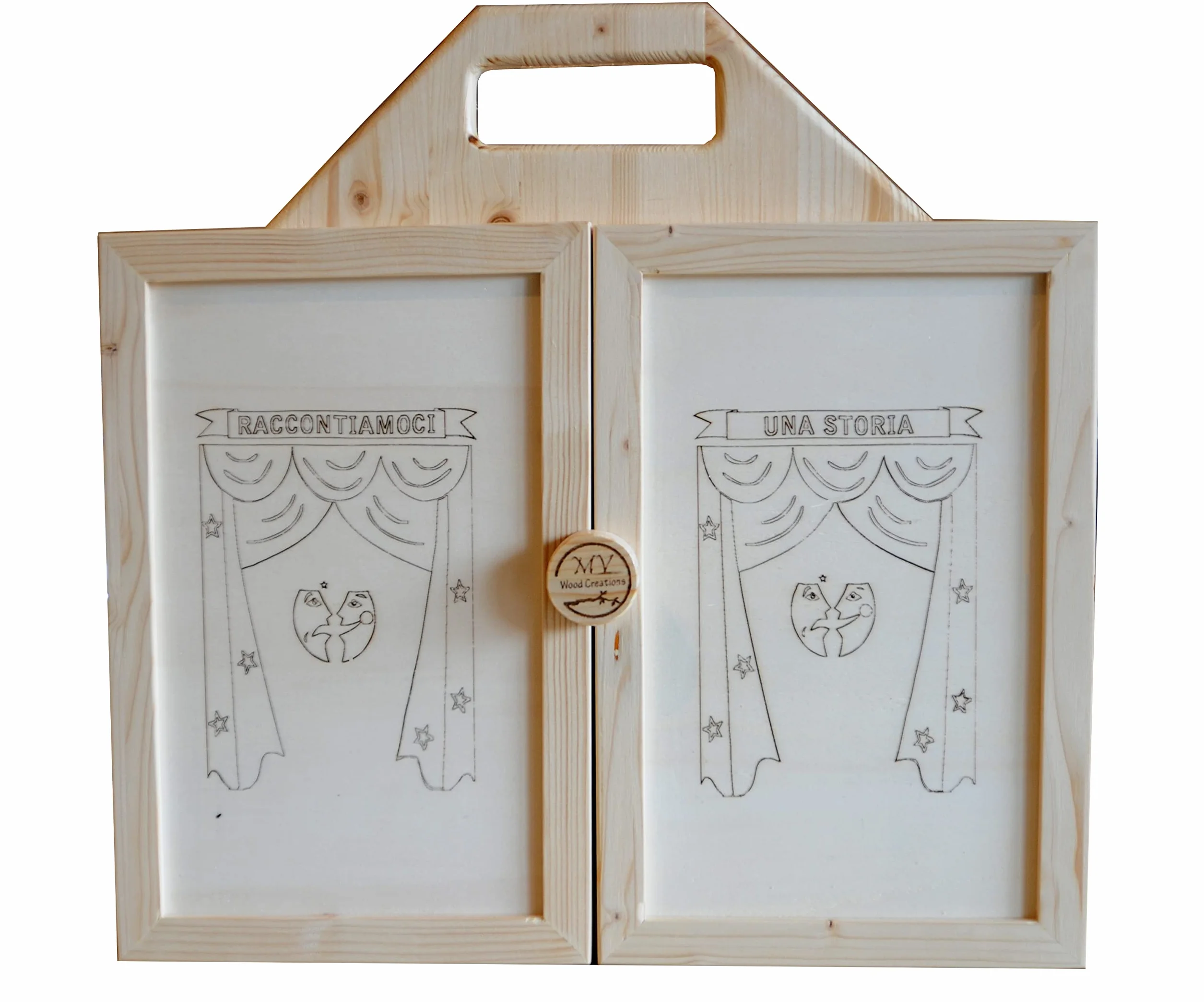 Théâtre en bois Kamishibaï portable pour enfants avec théâtre d'ombres de marionnettes japonaises fait à la main