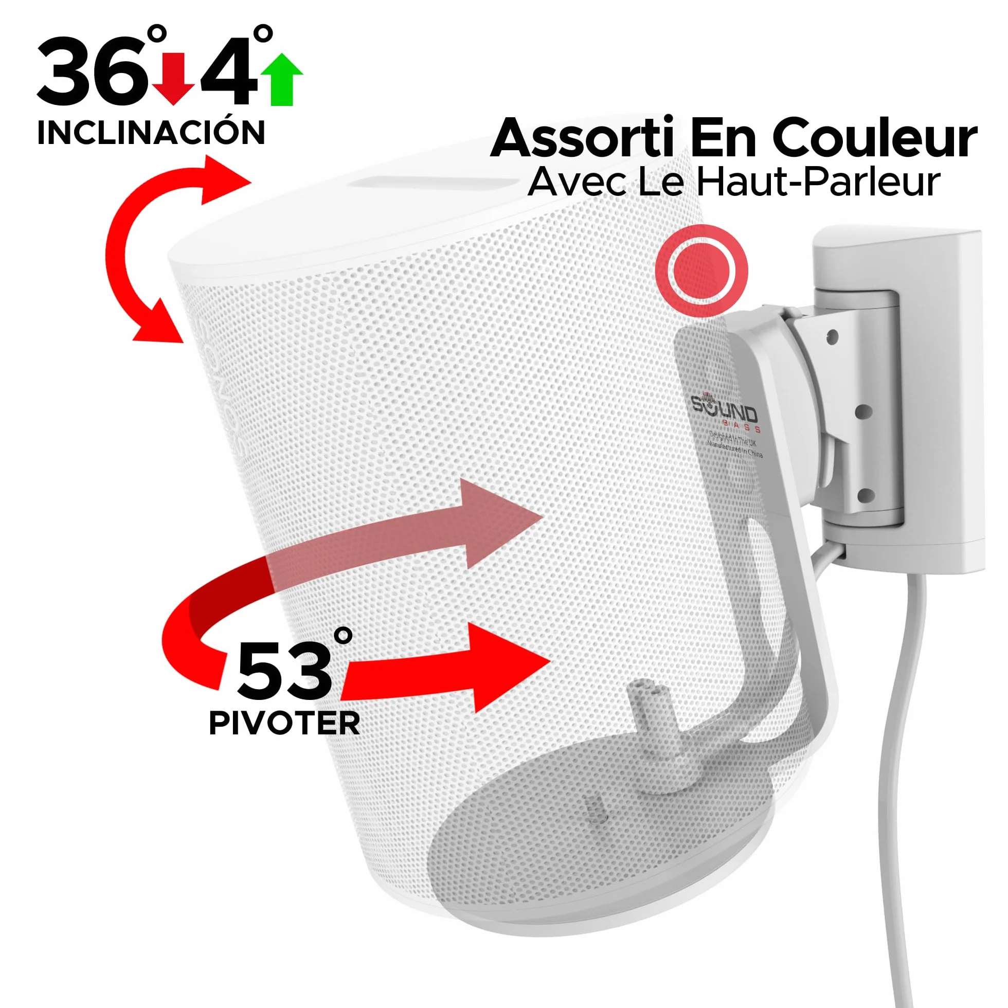 Support Mural Era 100 Inclinable Orientable Blanc Double Compatible Sonos ERA100 Era 100 SL