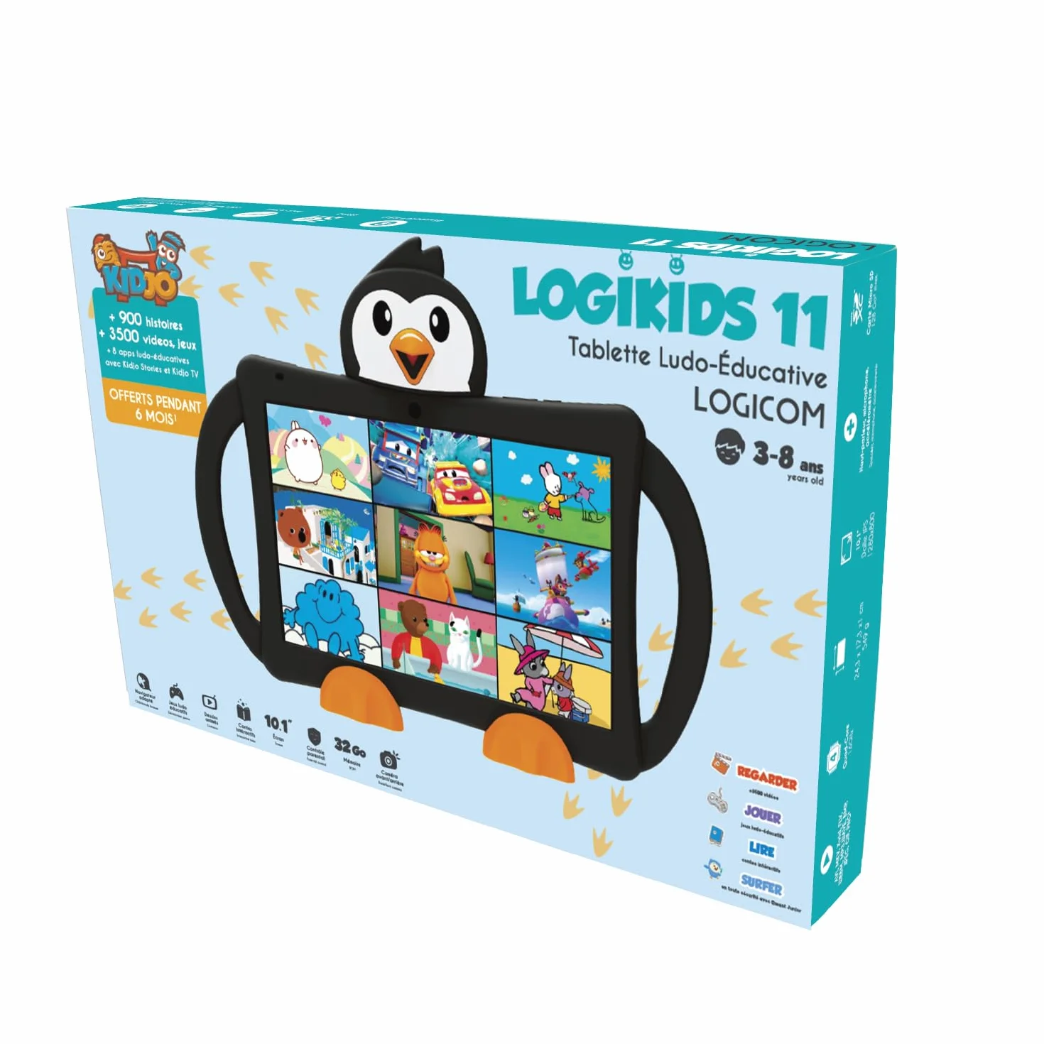 Logikids 11 - Tablette Enfant - 10.1 inch - 2GB - 32GB+128GB - Parent Control - Batterie 5000 mAh - Android 14 - Noir