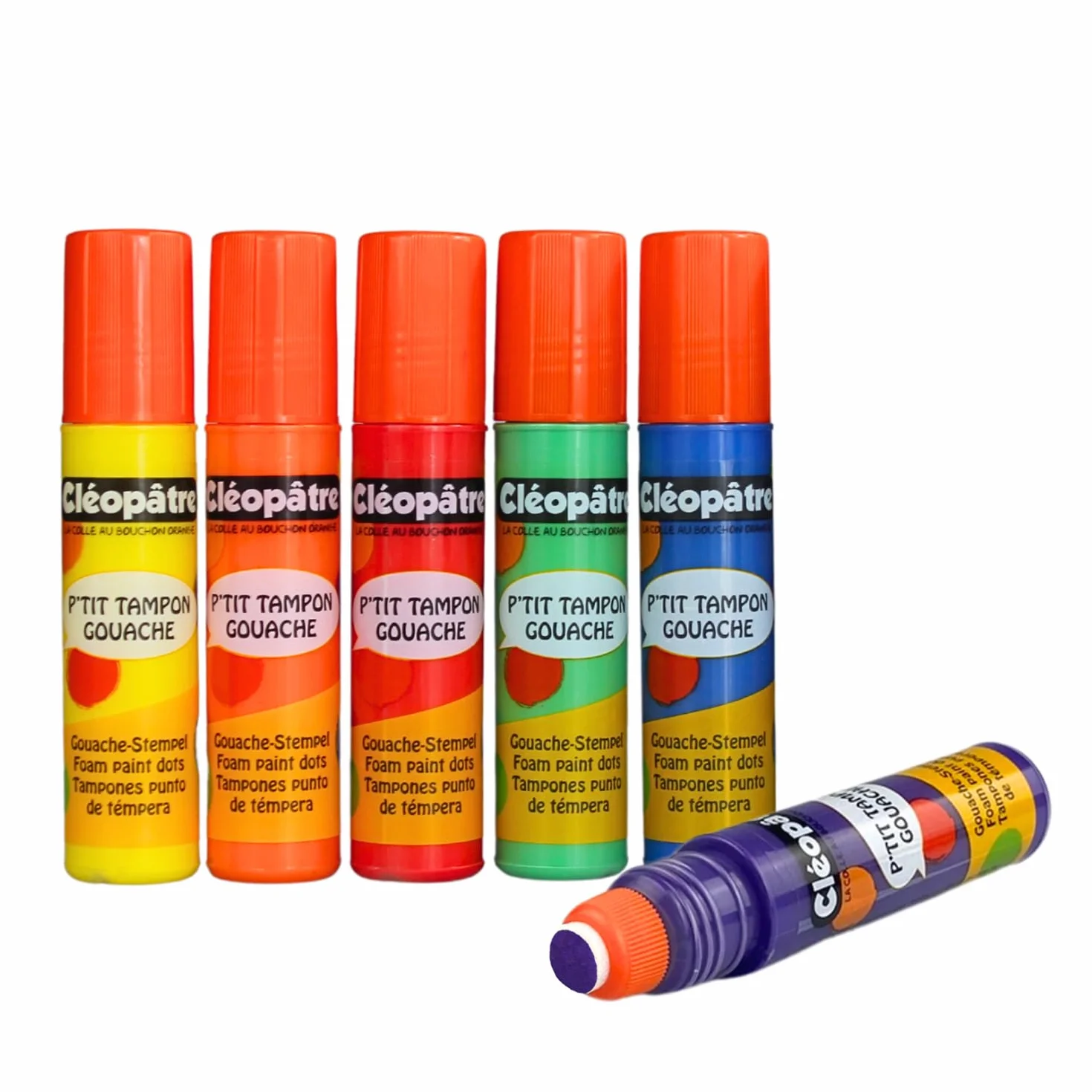 CLEOPATRE Lot de 6 P'tits Tampons de Peinture Gouache 50ml Dot Marker pour Enfant