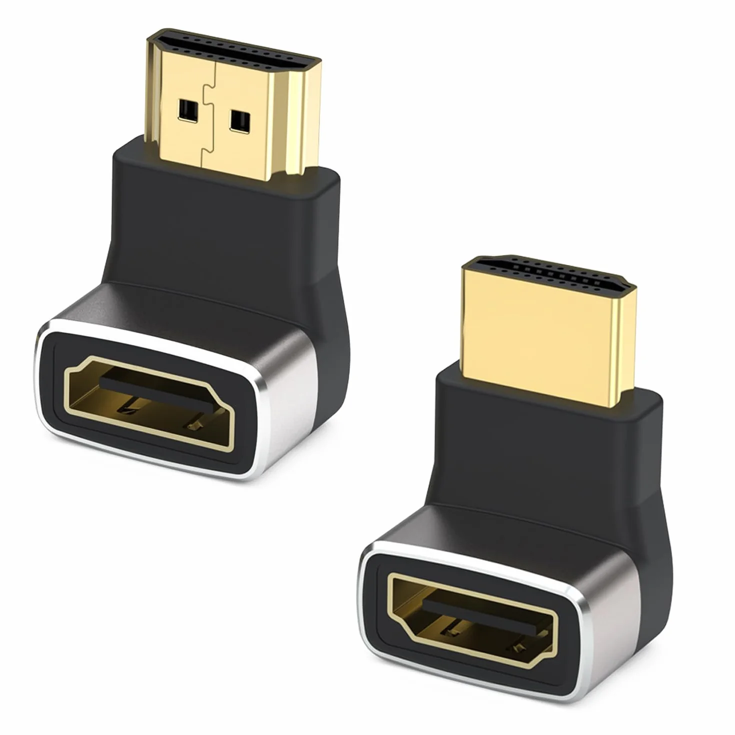 Adaptateur HDMI Coudé 8K 2.1, Rallonge HDMI Mâle Femelle Angle Droit 90° et 270° Plaqué Or