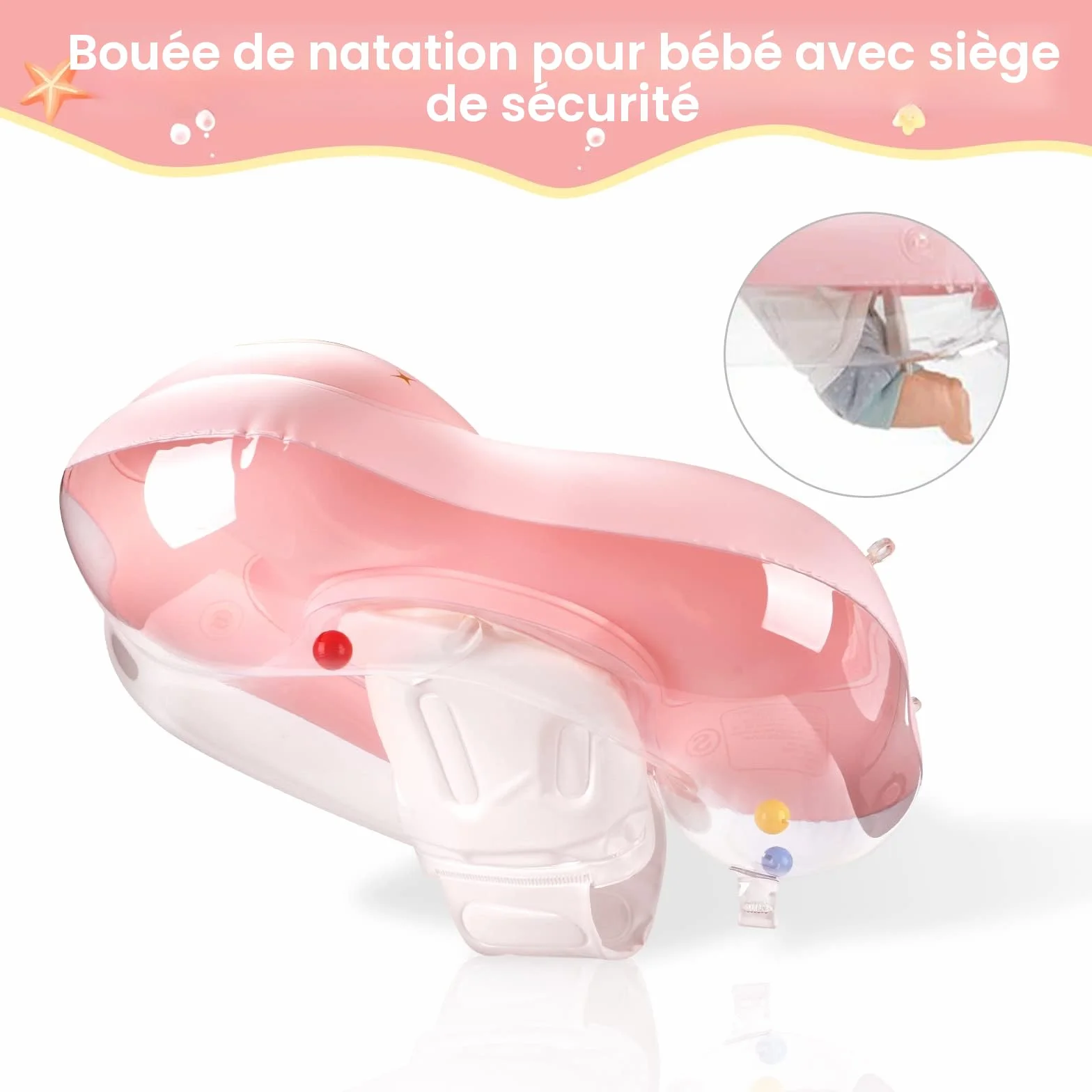 Bouée Bébé Piscine SPF 50+ 5-16Kgs avec Balle d'Équilibre Anti-Renversement