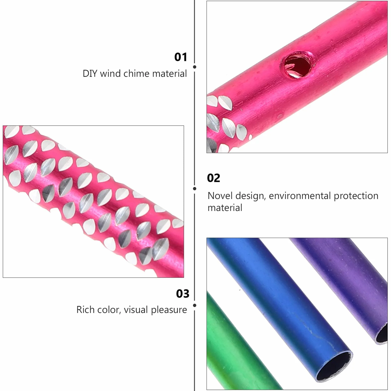 Angoily Bâtons sonores pour Carillon à Vent 150 pièces Tubes en Aluminium vides Kit de pièces