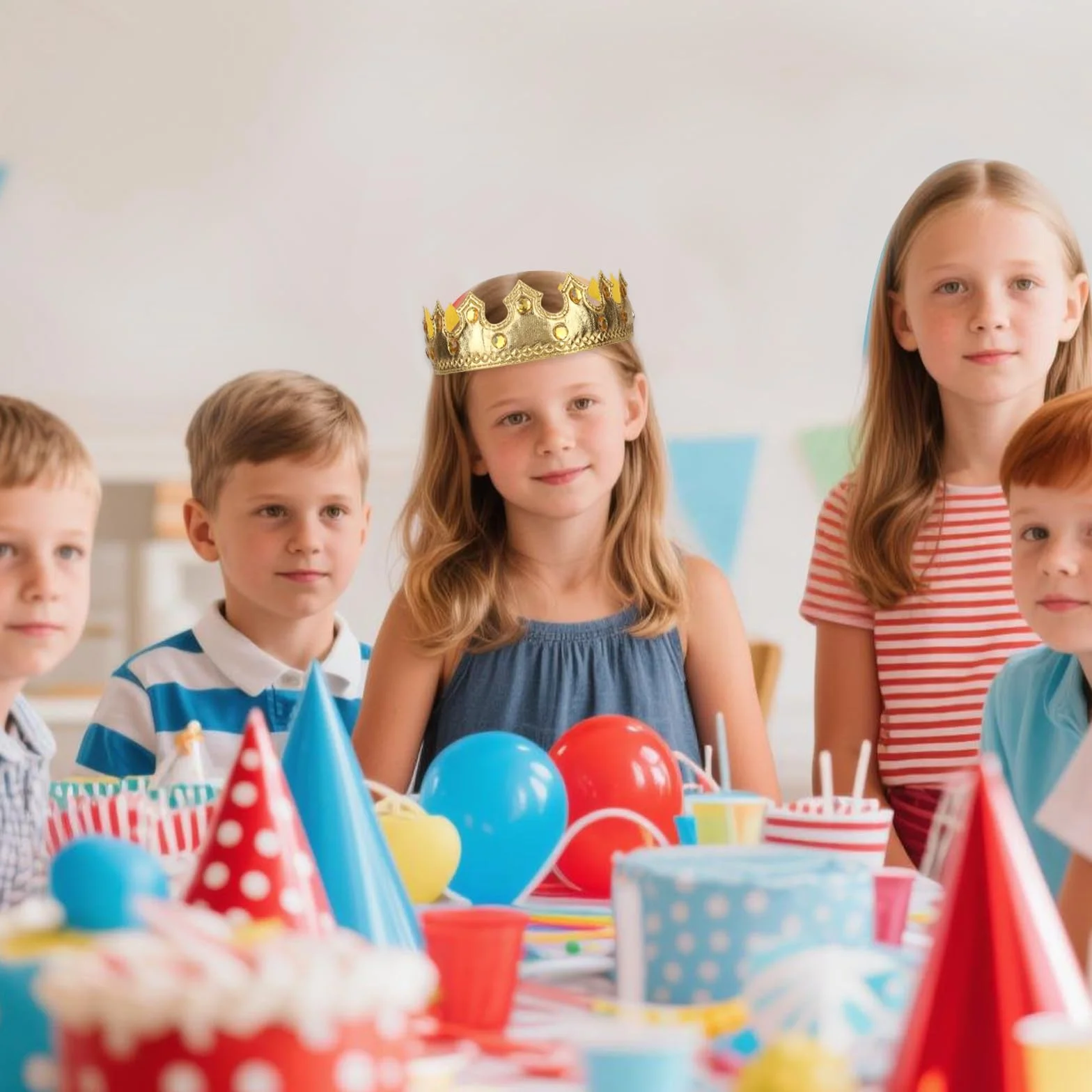 Couronne Royale Dorée avec Pierres Précieuses pour Enfants - Accessoire de Costume Anniversaire Halloween
