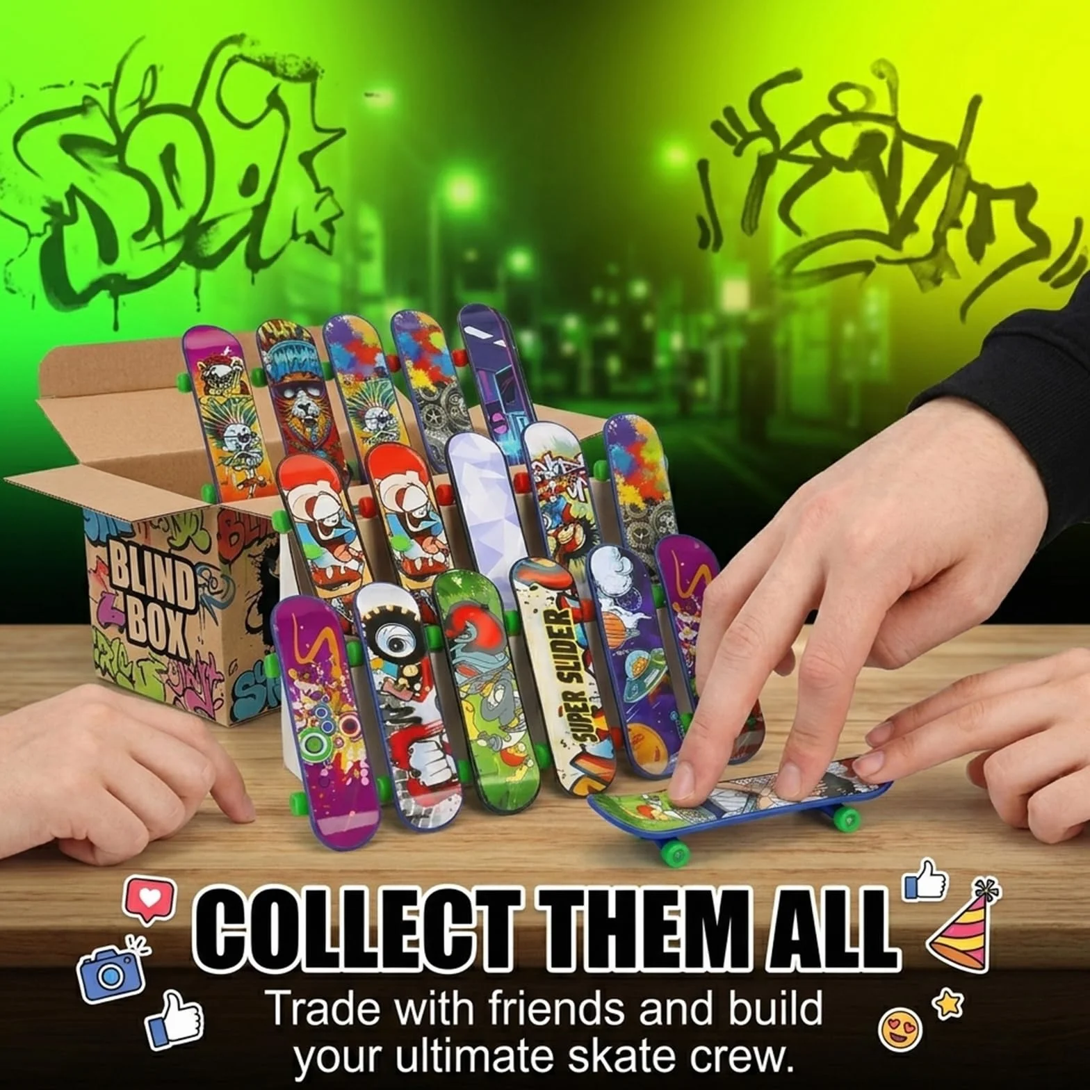Lot de 30 Planches à Doigts Mini Skateboards, Jouet Finger Skate pour Enfants