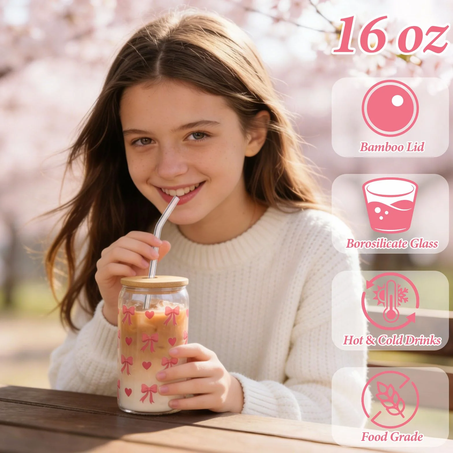 Tasse en Verre avec Couvercle et Pailles, Pinceaux de Maquillage, Trousse, Chaussettes, Bracelet, Bandeau pour Fille 9-15 Ans