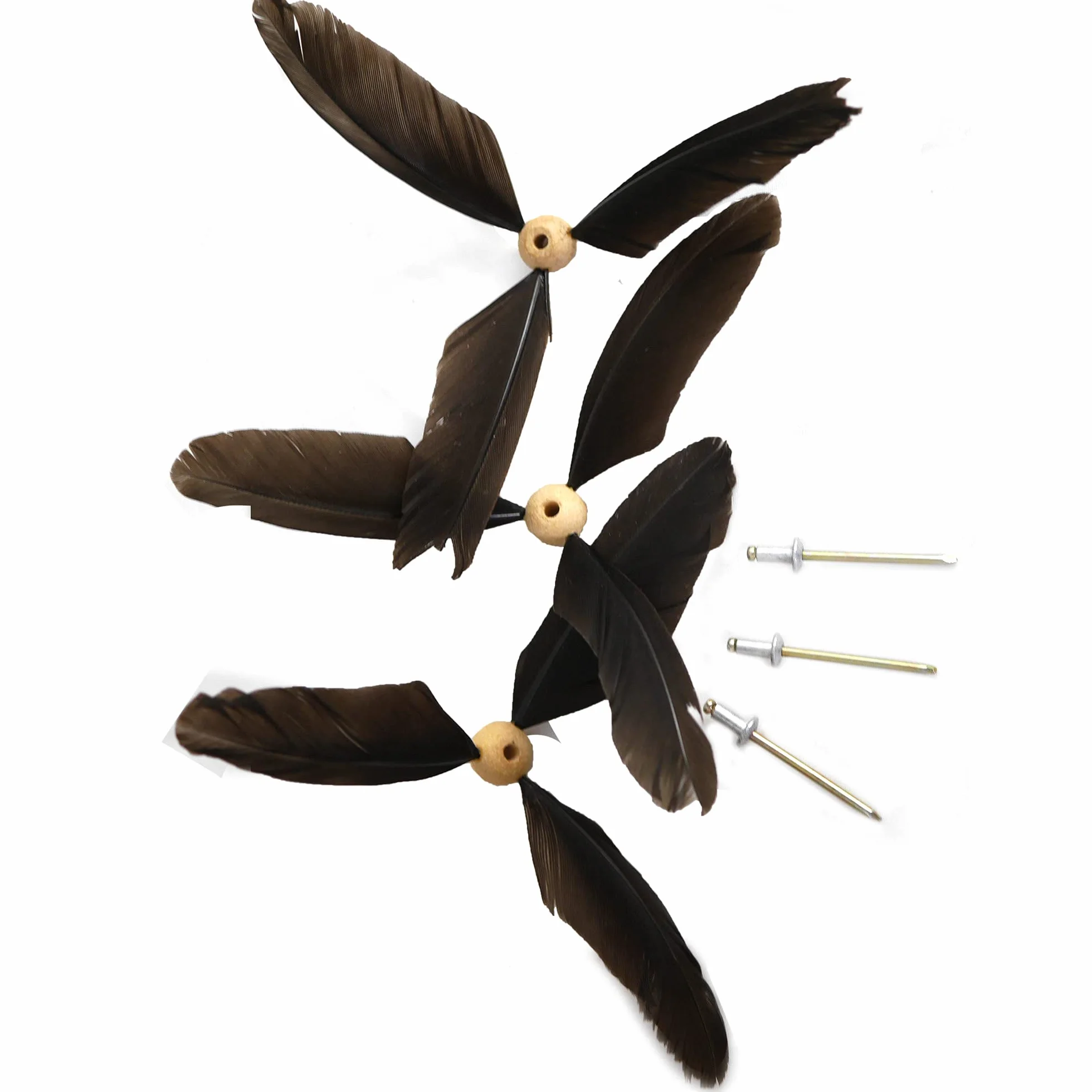 Hélices à ressort pour carillon éolien 15 cm avec perle en bois et tiges en acier - Lot de 3 - Décoration de jardin