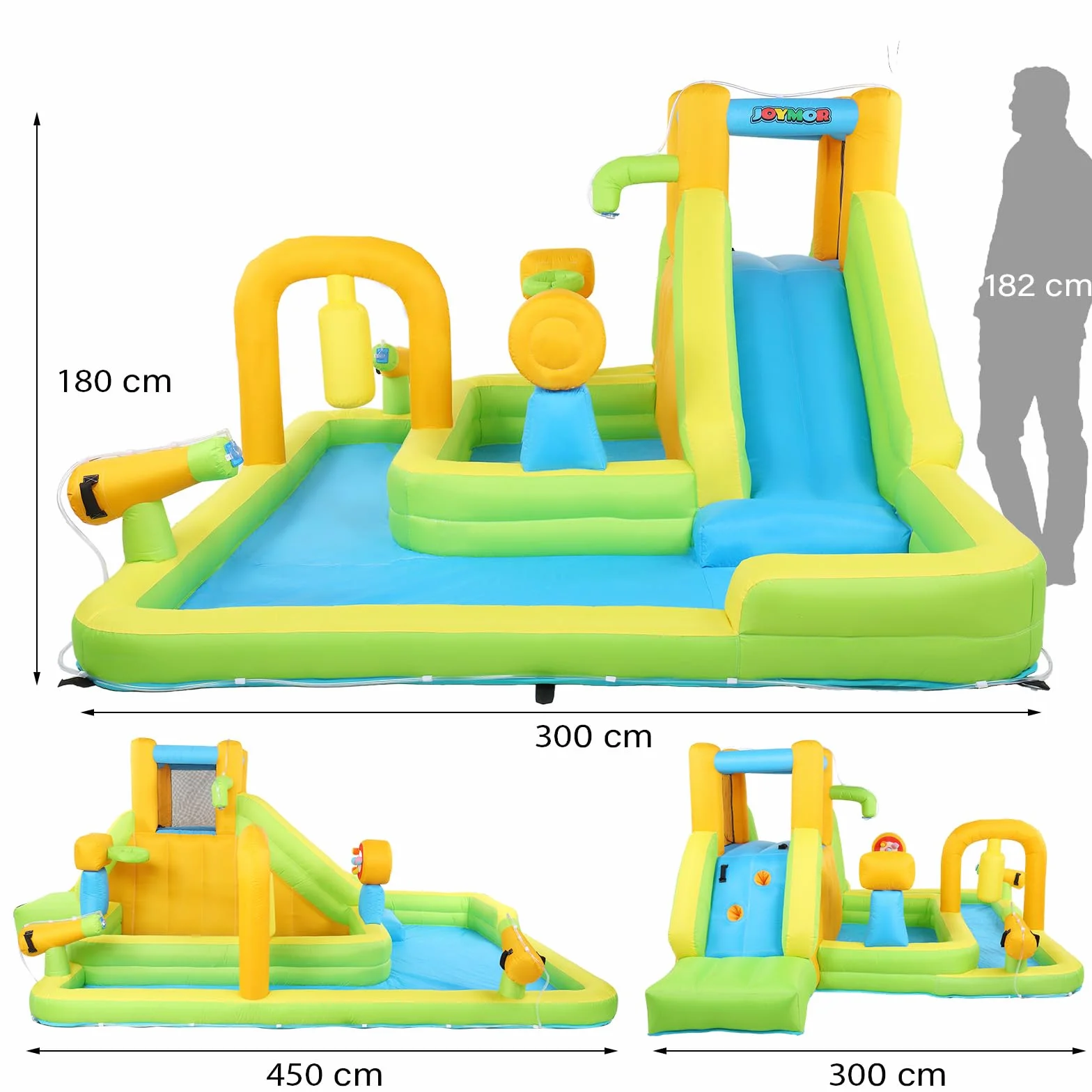 Bonnlo Chateau Gonflable Extérieur avec Piscine 450x300x180cm Toboggan Aquatique Enfant