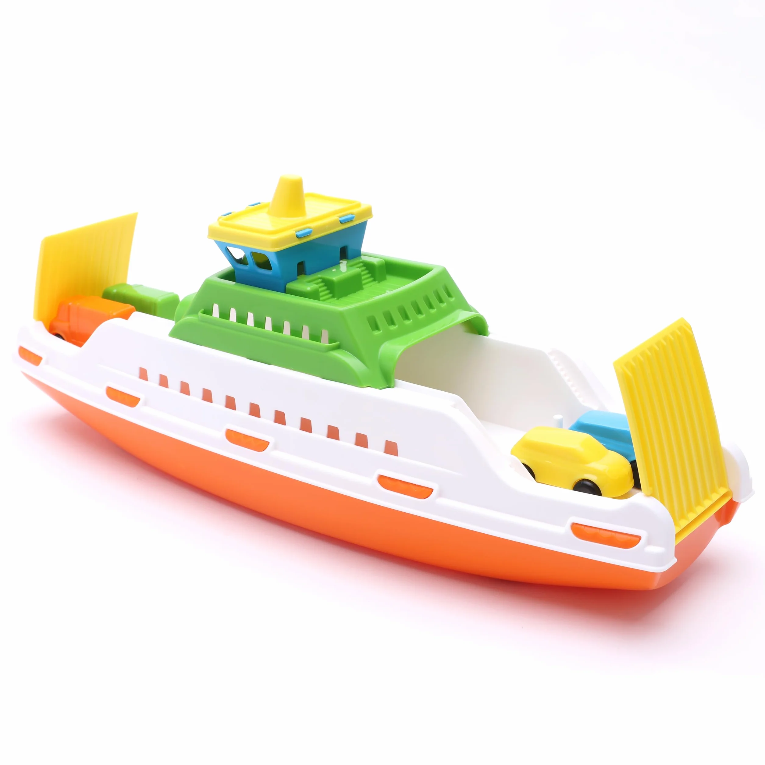 Toyland Ferry Coloré avec Rampes Mobiles et 4 Mini Voitures - Jouet Aquatique Flottant 39 cm pour Piscine et Bain