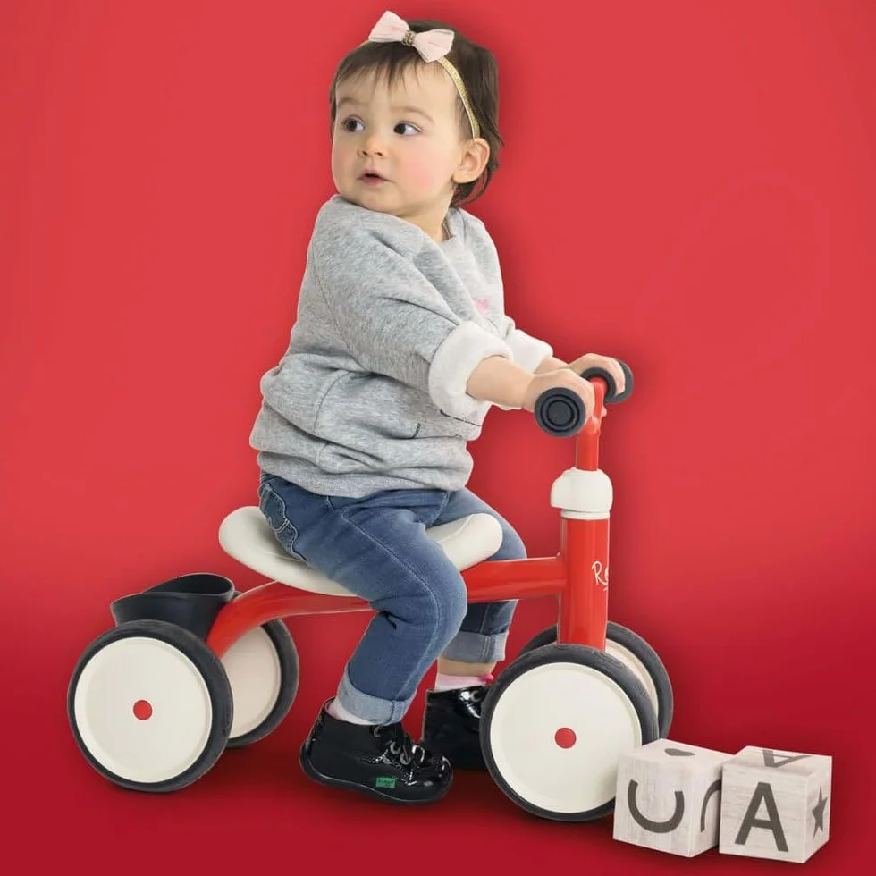 Smoby Porteur Rookie Rouge Métal Selle Incurvée Roues Silencieuses Coffre à Jouets Dès 12 Mois