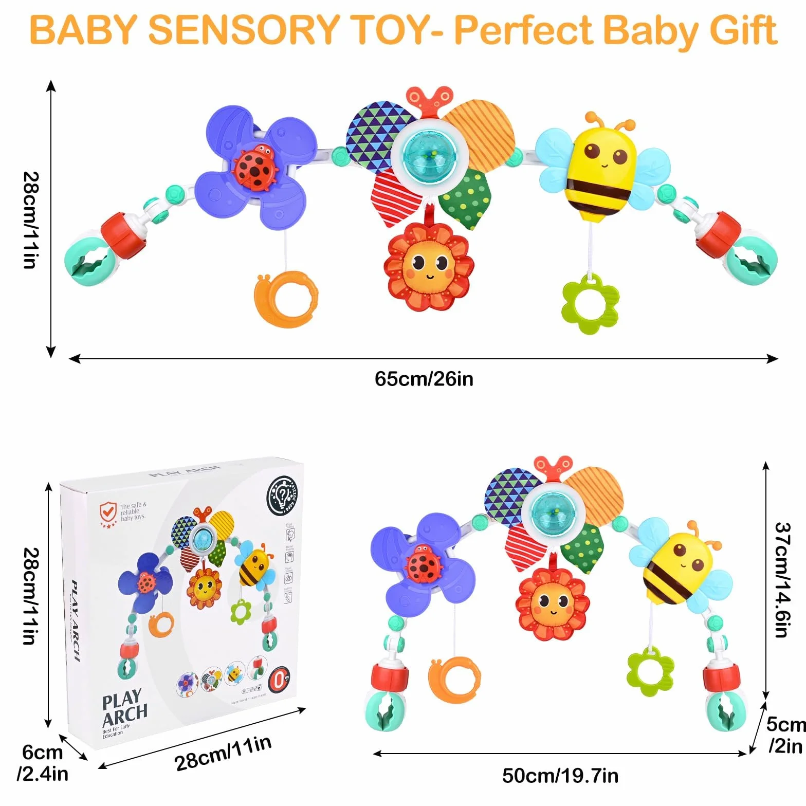 Arche de Poussette Honeybee Crib Jouets Musicaux avec Support d'Activité Sensorielle Pliable