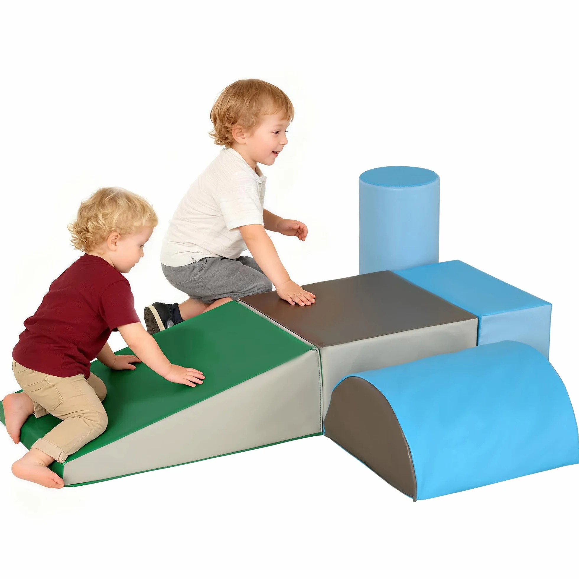 HOMCOM 5PCS Module motricité bébé Parcours motricité bébé Blocs de Construction en Mousse EPE avec Housse en revêtement synthétique