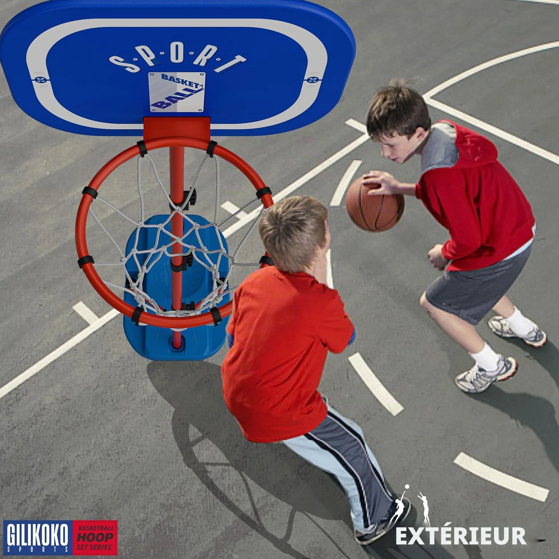 Panier de Basket-Ball avec Support, Hauteur réglable 110-190 cm, Jouet extérieur et intérieur pour Enfants
