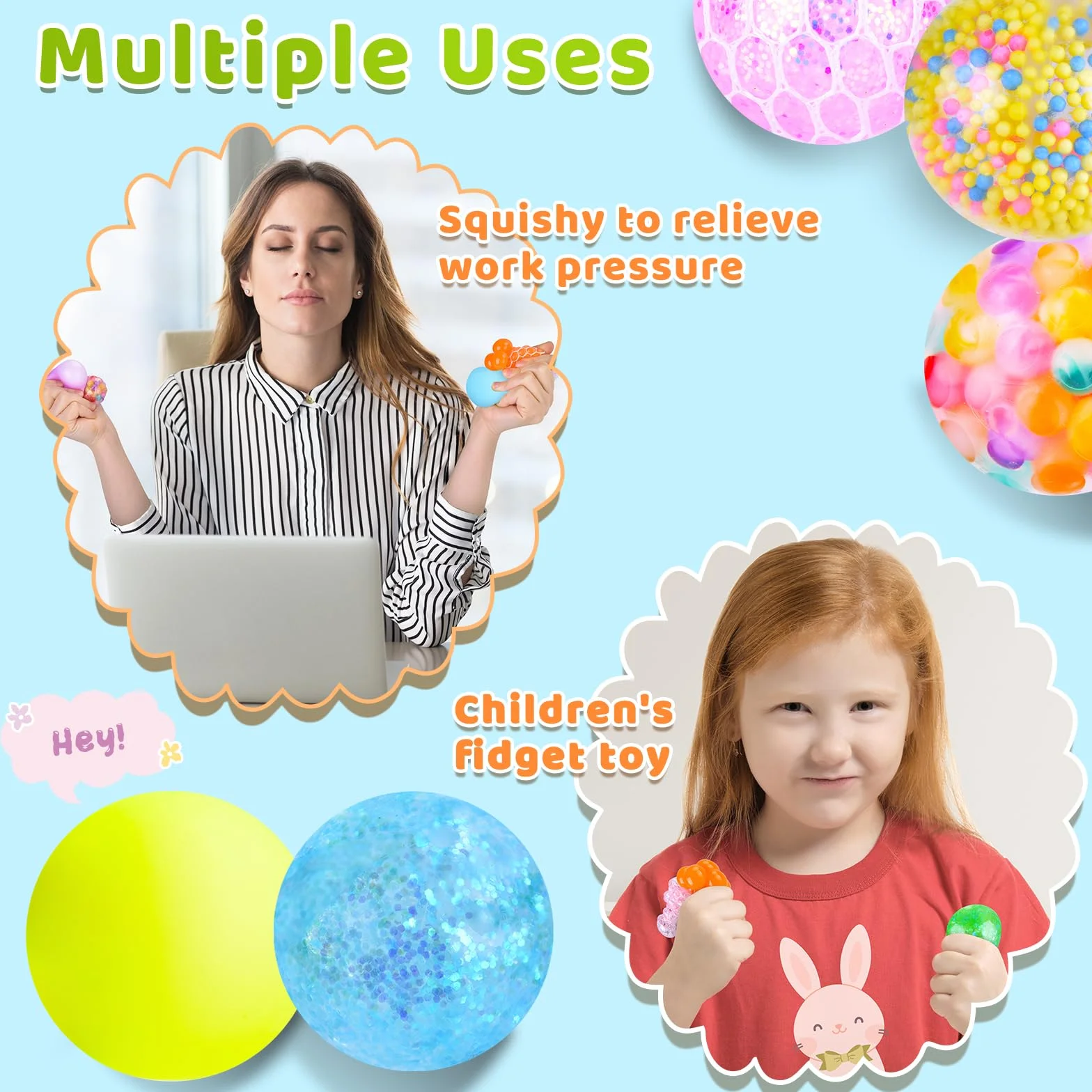 Boules Anti-Stress 14 Pièces Balles De Décompression Jouets Sensoriels pour Enfants Adultes