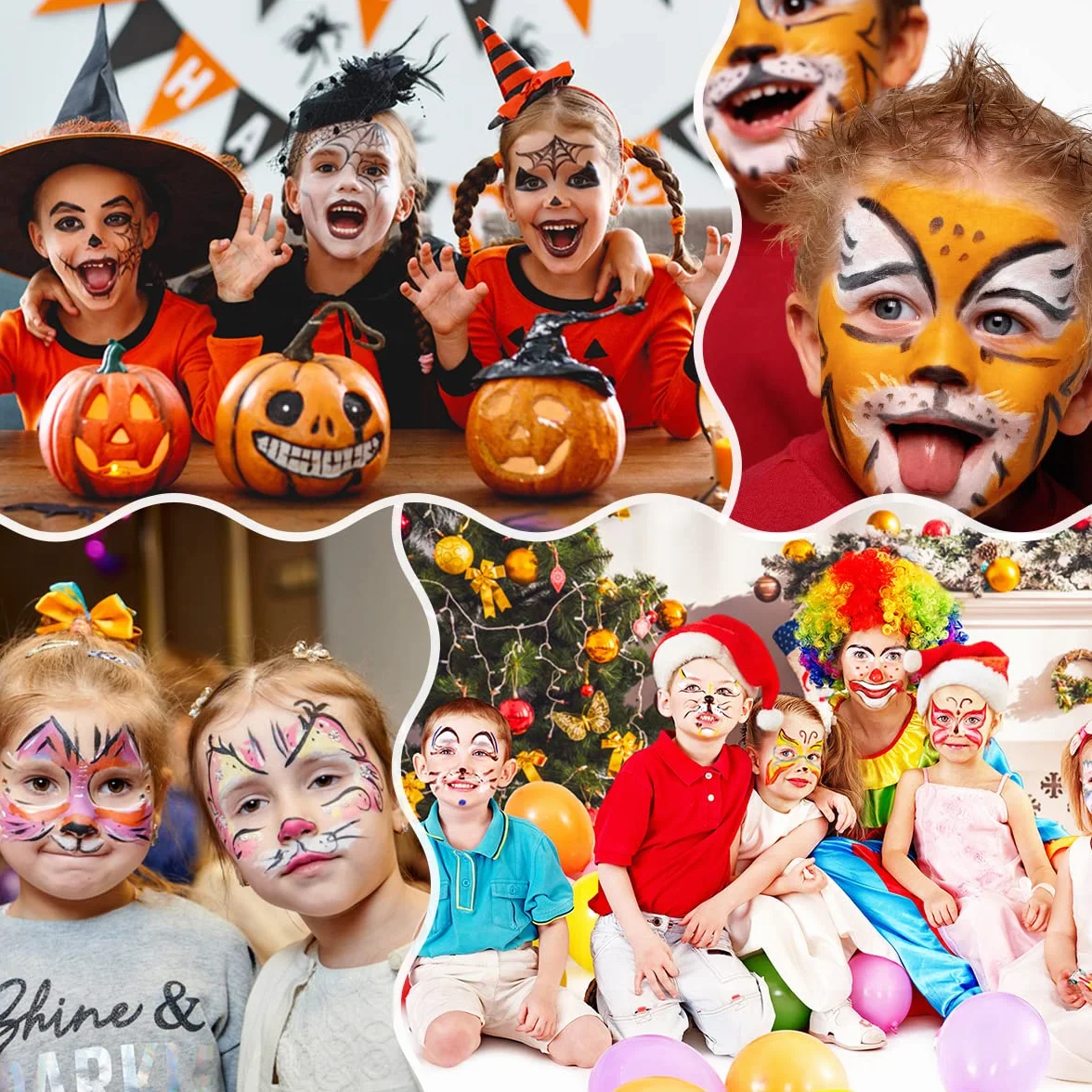 Visage Peinture 12 Couleurs Crayon Maquillage Enfant Non-Toxique Lavable Maquillage Carnaval Peinture Corporelle