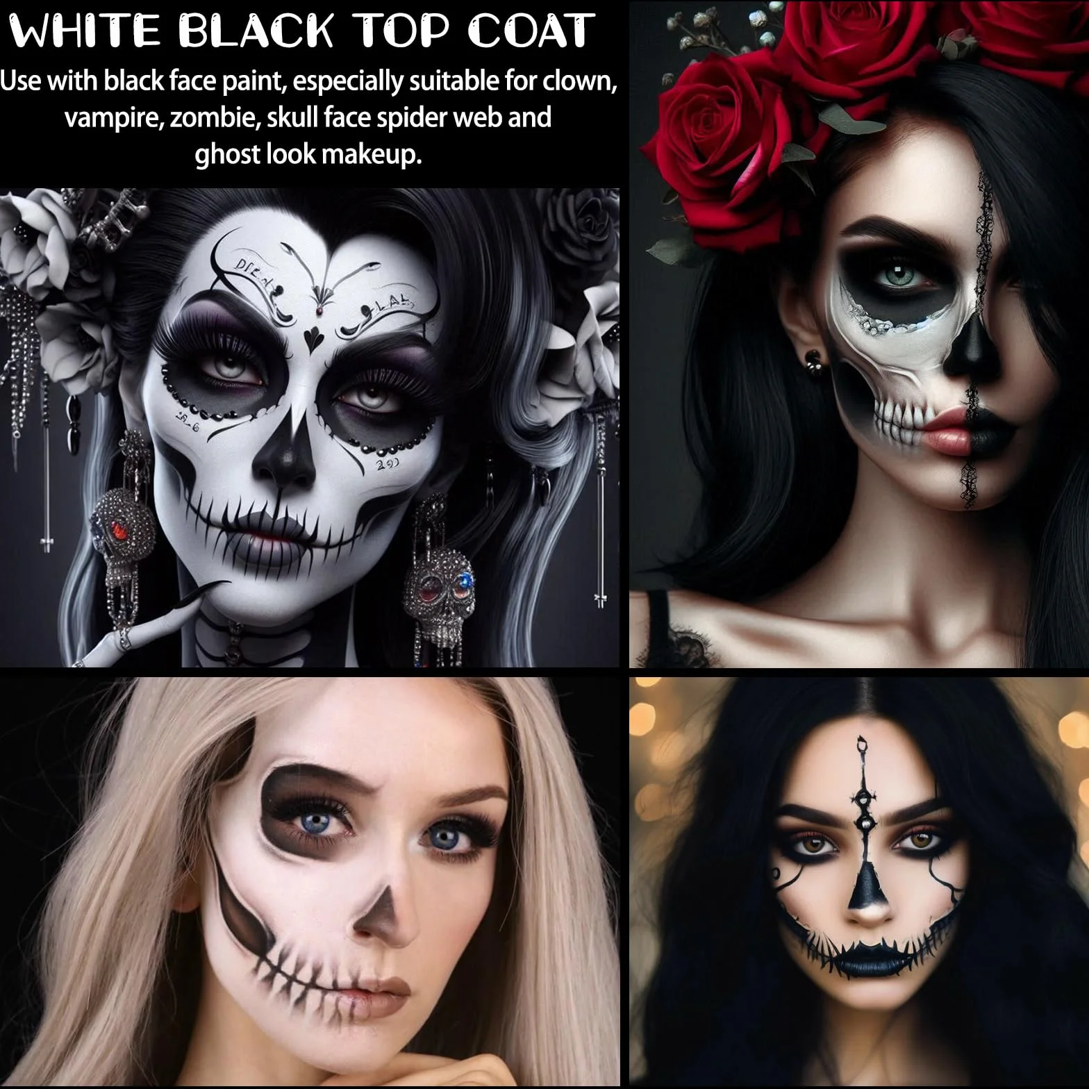 Kit Maquillage Halloween Enfant Adulte Peinture Corporelle Carnaval Blanc Noir SFX Makeup