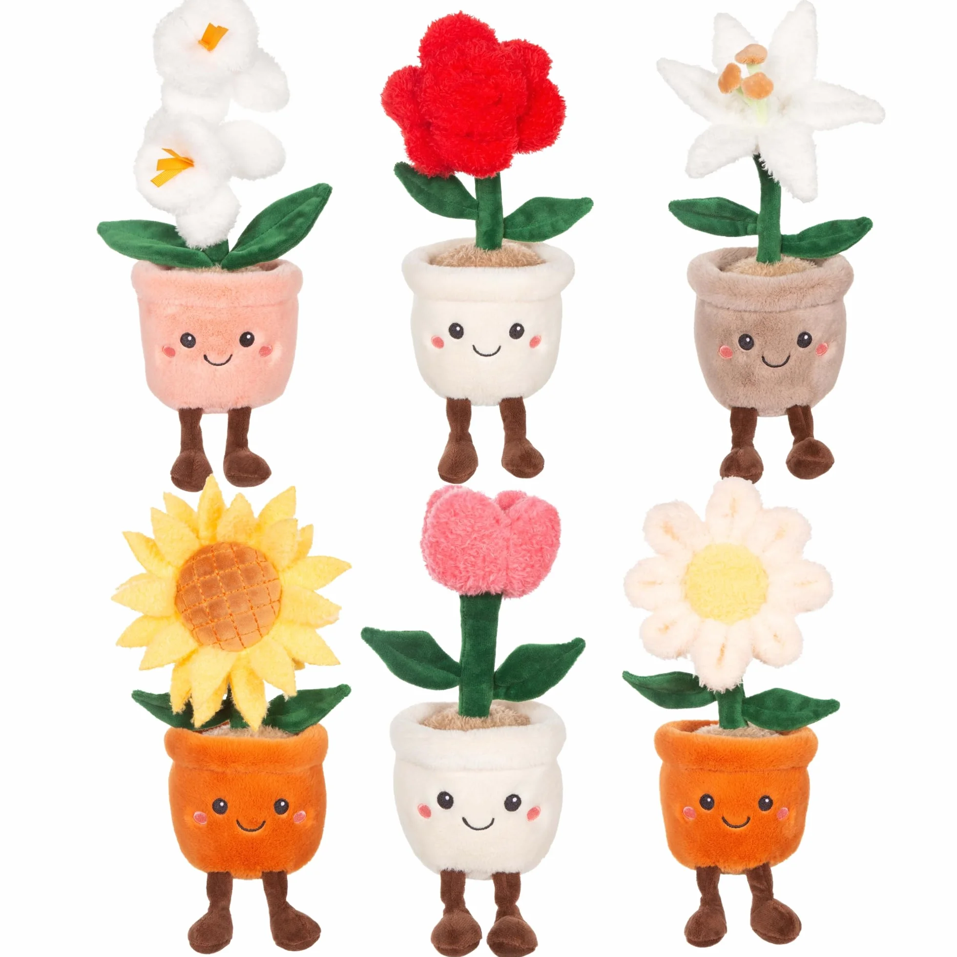 Peluche Fleur Lys 24 cm Gipsy Toys Mimi Flowers Pot Taupe Kawaii Doux Lavable