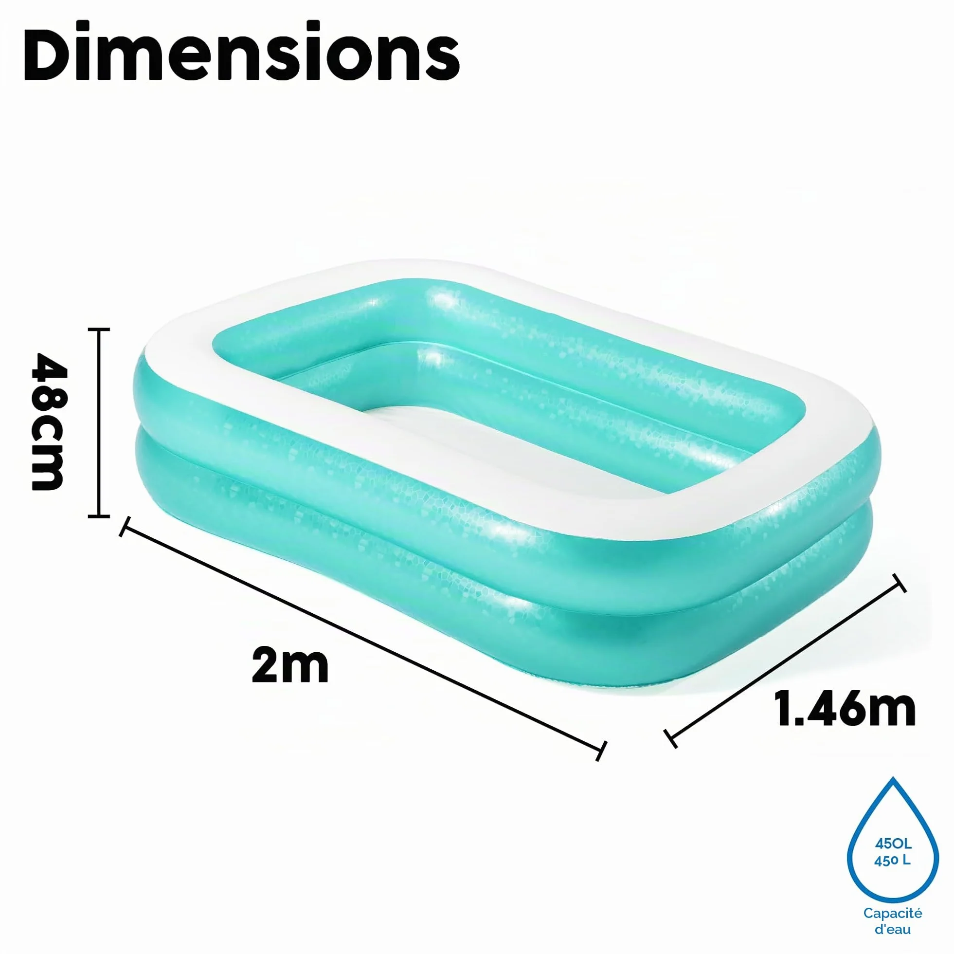 Bestway Piscine Gonflable Familiale Translucide 200x146x48 cm