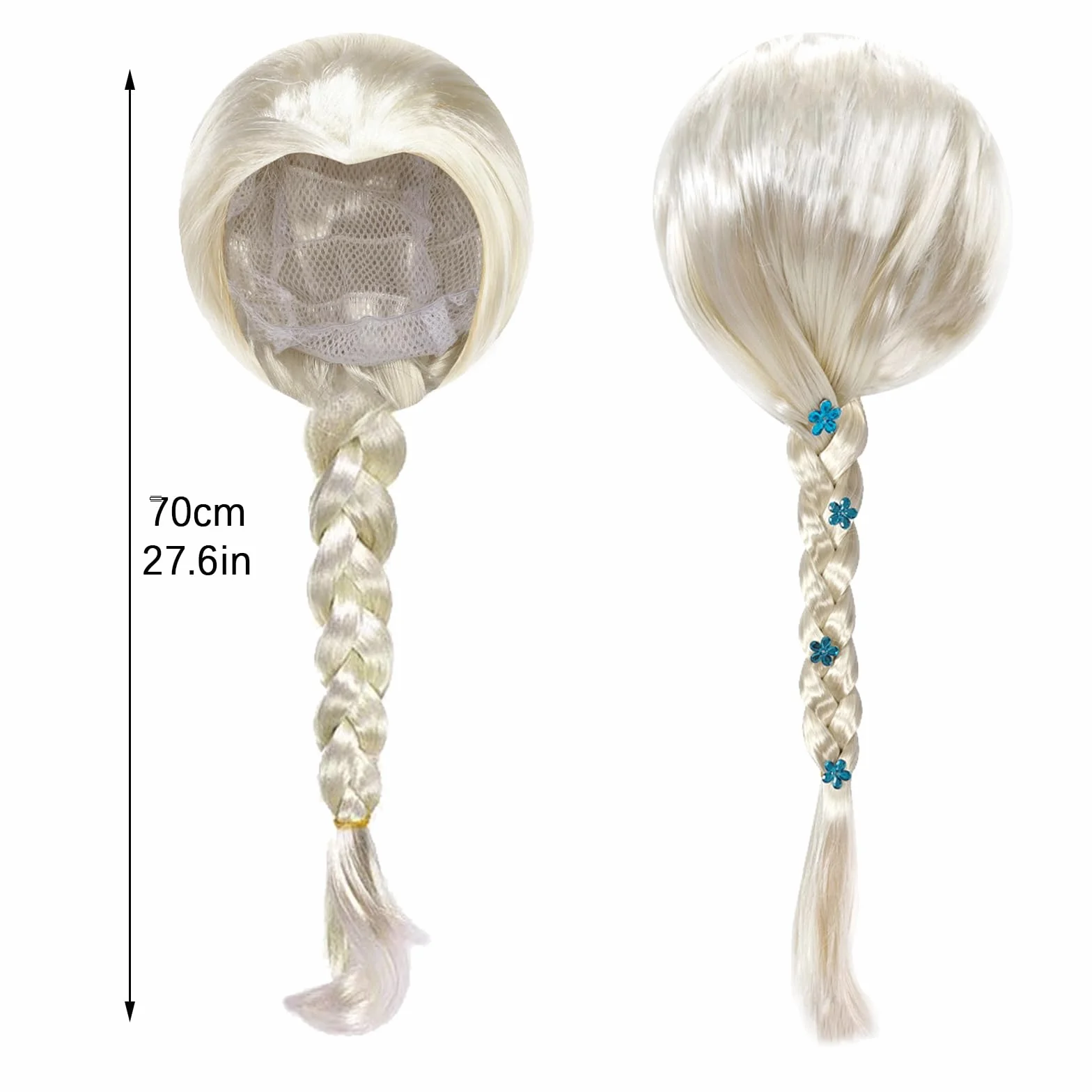 Perruque Princesse Enfant Fille Accessoires Déguisement Couronne Cosplay Carnaval Halloween