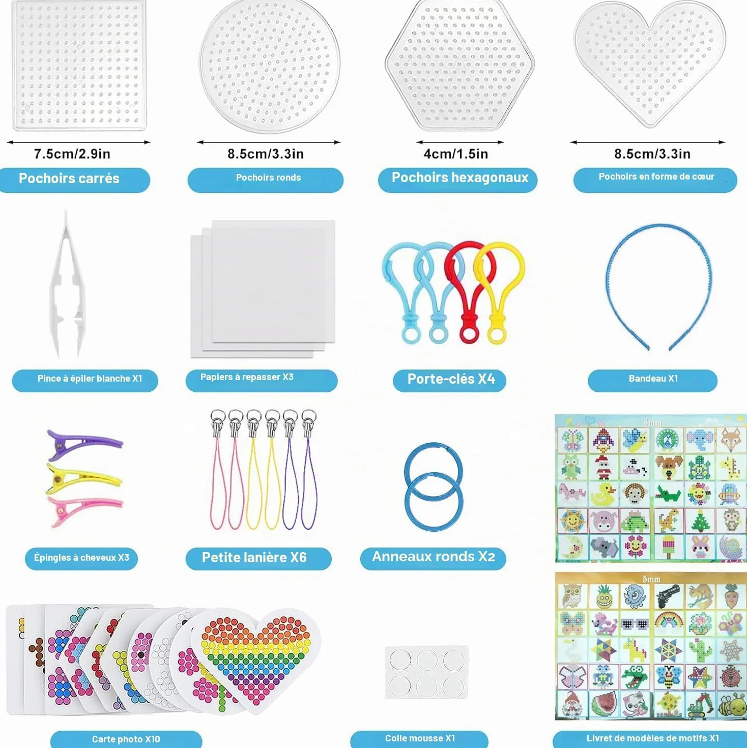 YESLUSY Perles à Repasser Set 24 Couleurs 6300 Pièces Mini 5mm pour Enfants DIY Cadeau