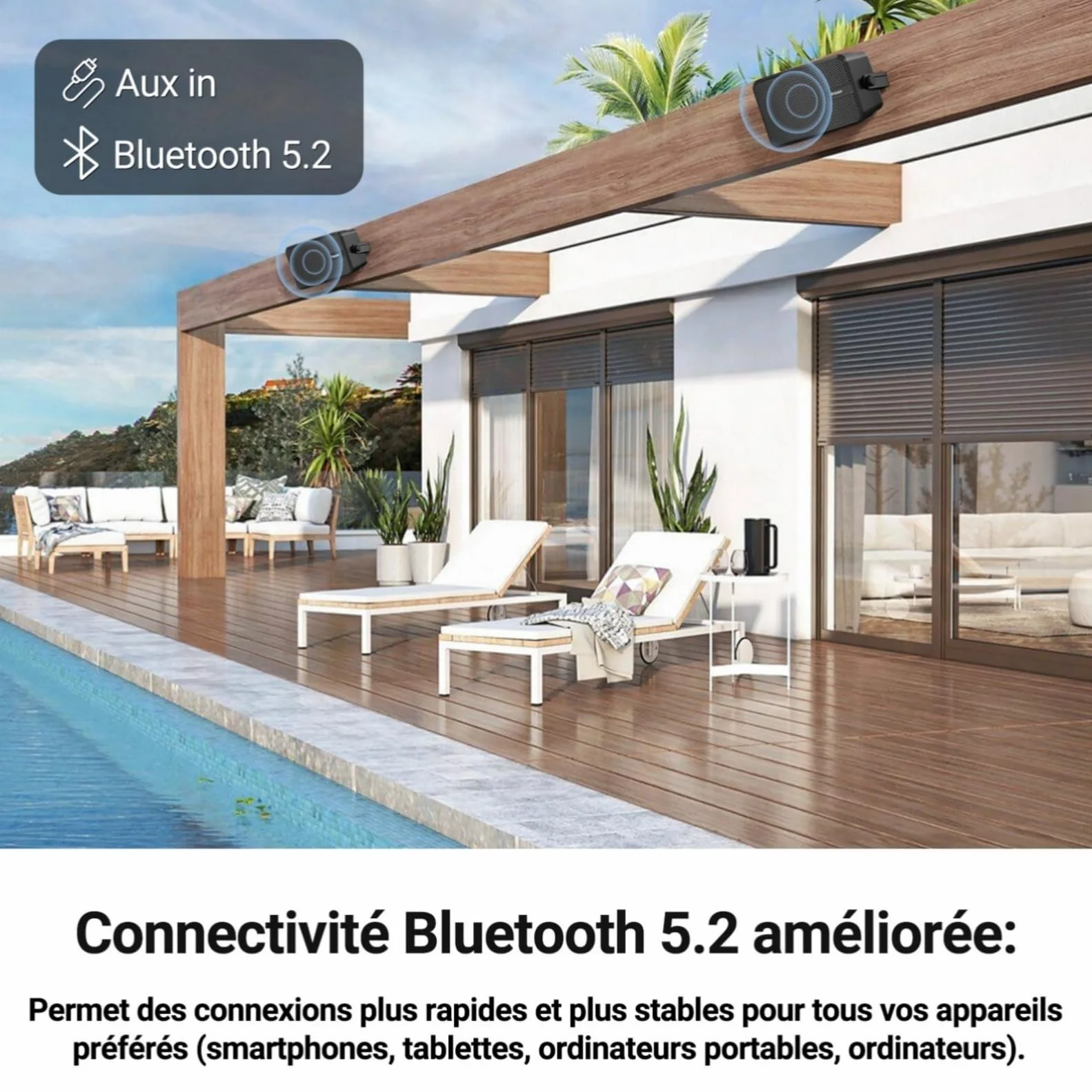 Inwa Enceintes Bluetooth Extérieures 400W Haut-Parleur Murale Active Passive Système Stéréo sans Fil Étanche Lot de 2