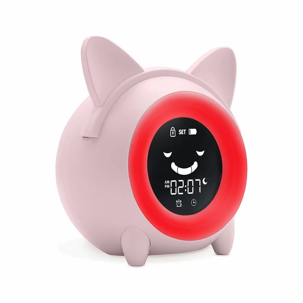 METRONIC Reveil Enfant Educatif avec Veilleuse Indicateur Jour/Nuit Horloge Digital Rose
