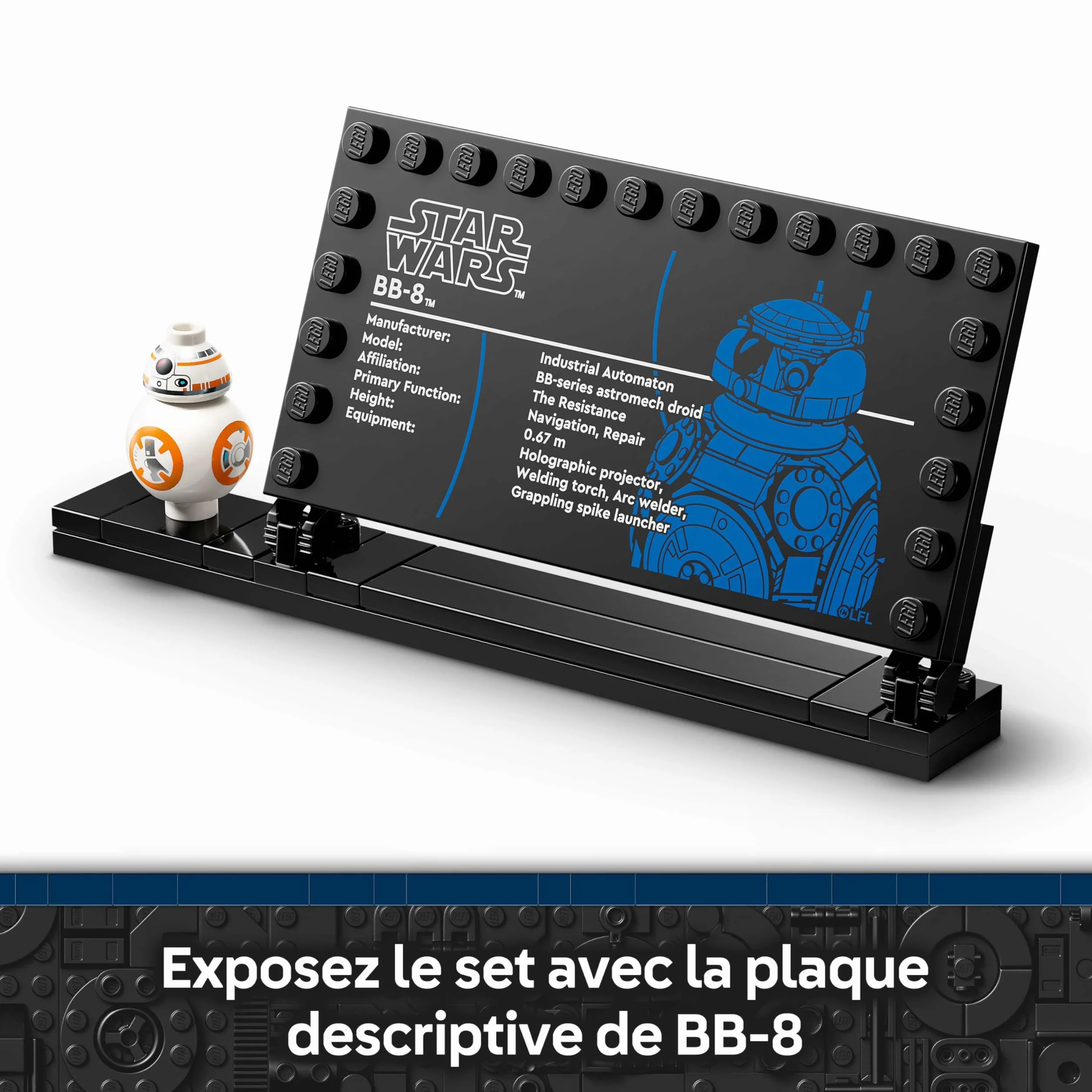 LEGO Star Wars 75452 Droïde Astromécano BB-8 Maquette Figurine Droïde Jouet Construction Tête Pivotante Roue