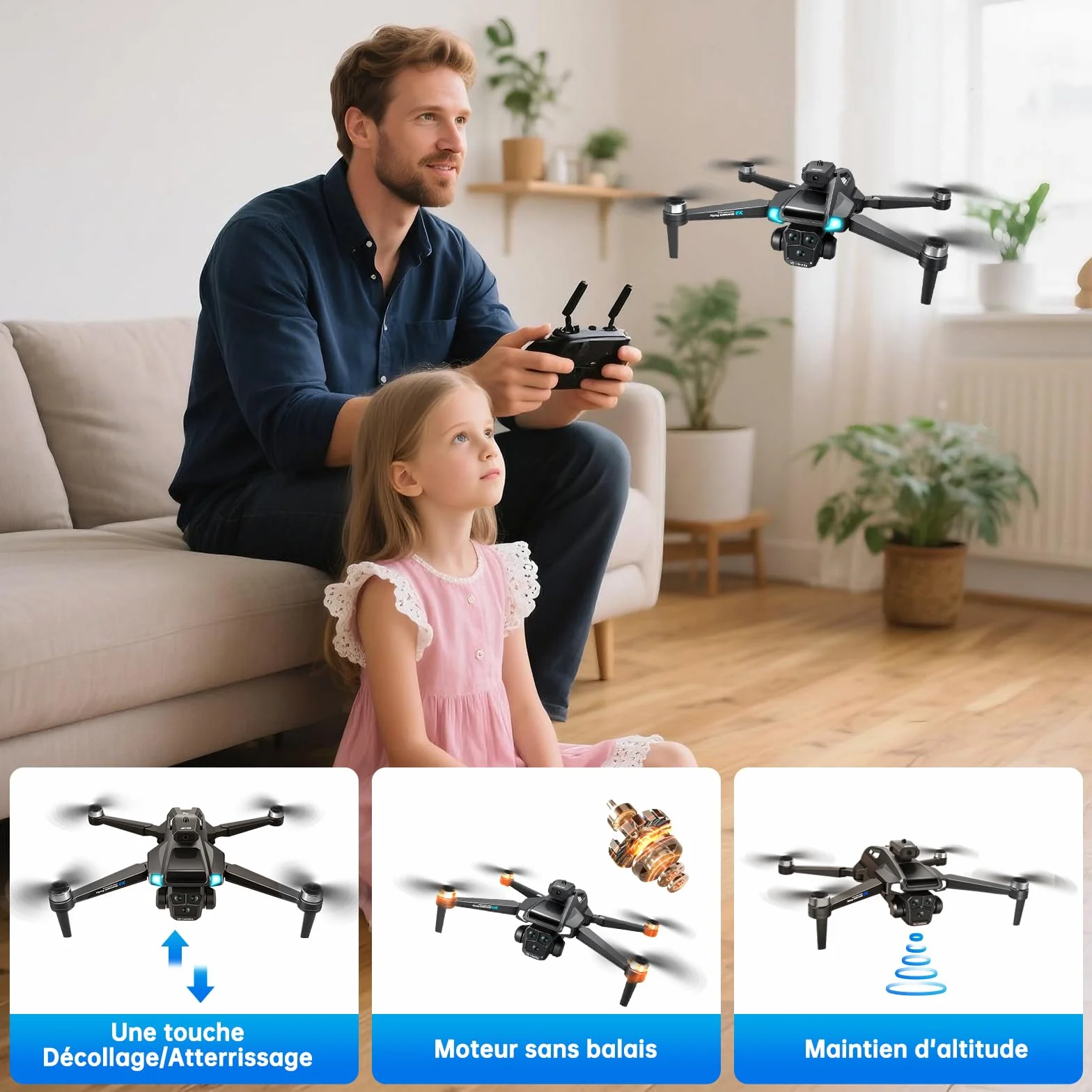 Drone avec Caméra 4K UHD Pliable Moteur sans Balais 40 min de vol