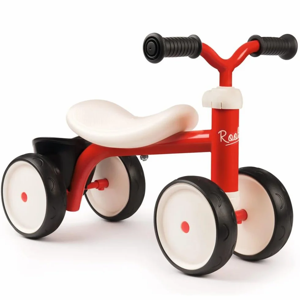 Smoby Porteur Rookie Rouge Métal Selle Incurvée Roues Silencieuses Coffre à Jouets Dès 12 Mois