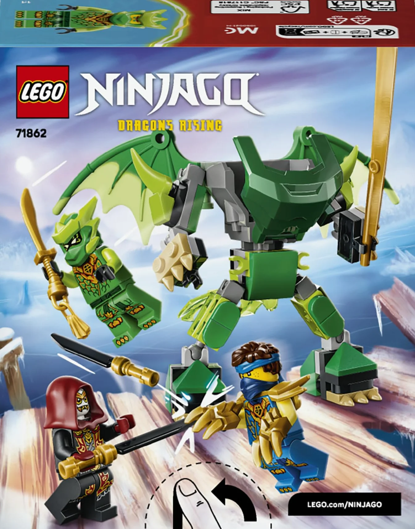 LEGO Ninjago Pack de Combat Robot Dragon de Lloyd Jouet Ninja Figurine 3 Minifigurines Katanas Cadeau Garçon 6 Ans 71862