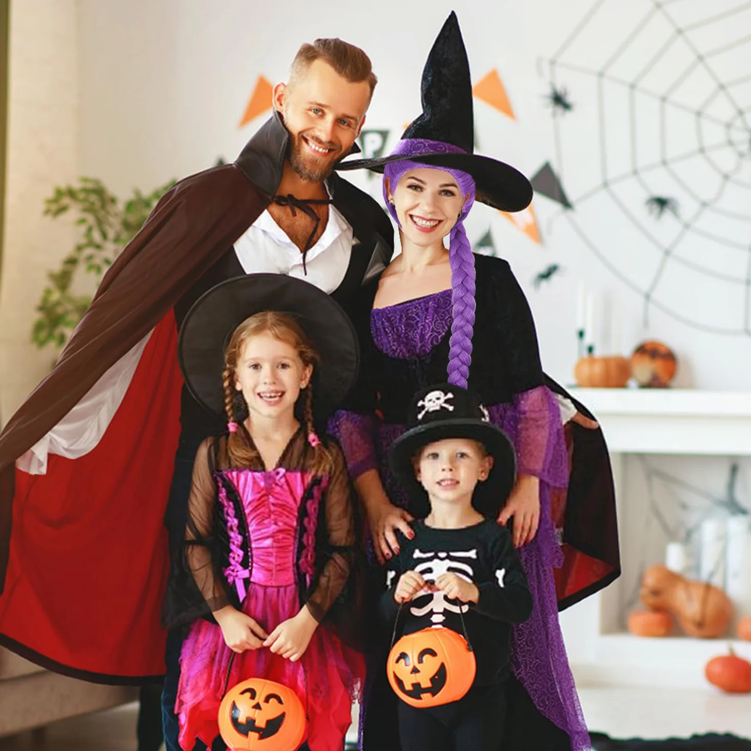 Dem0n Perruque de chasseur pour enfants Violet Accessoire réaliste Halloween carnaval