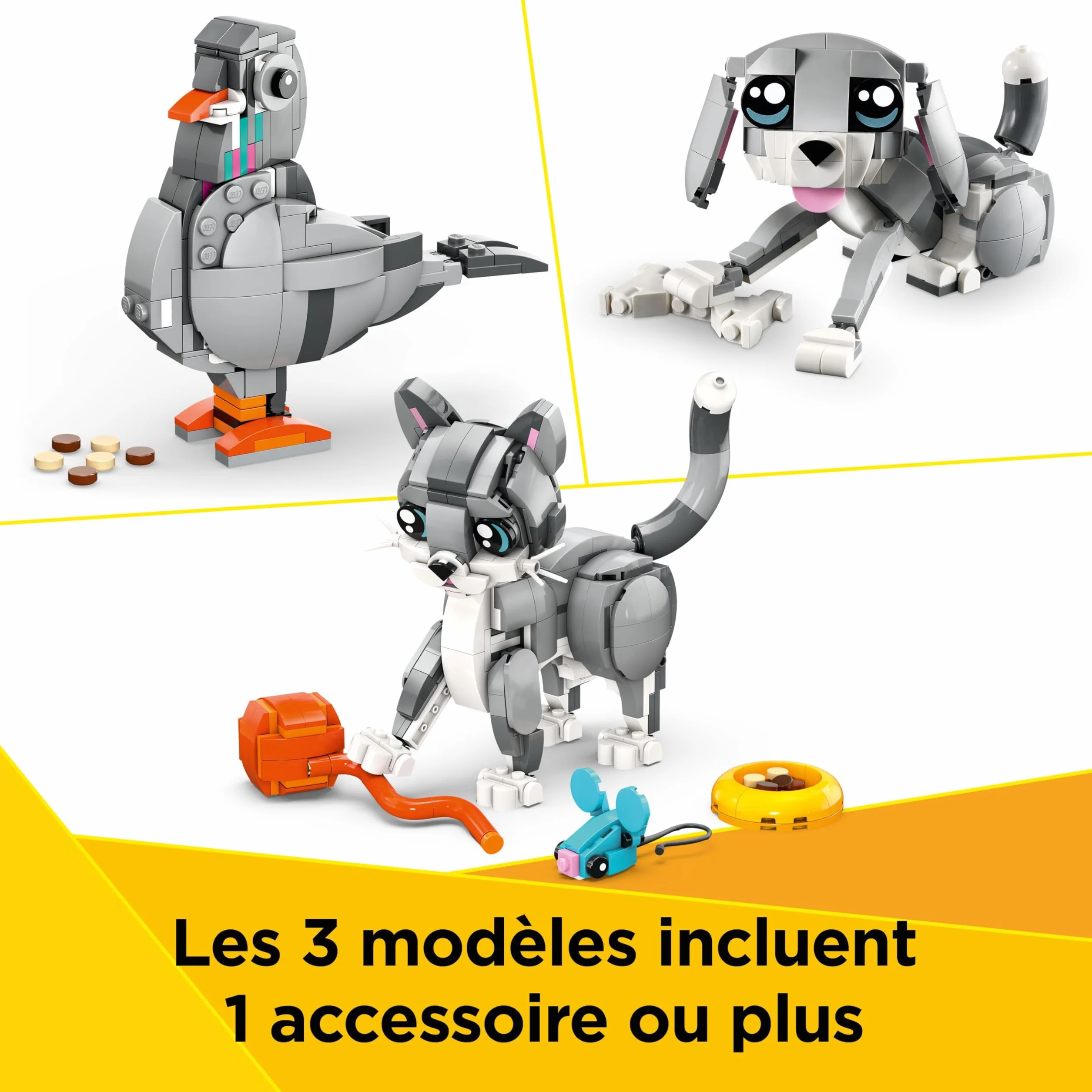 LEGO Creator 3-en-1 Le Chat Joueur 31163 Figurine Animal Transformable Chien Pigeon Cadeau Enfant 8 Ans