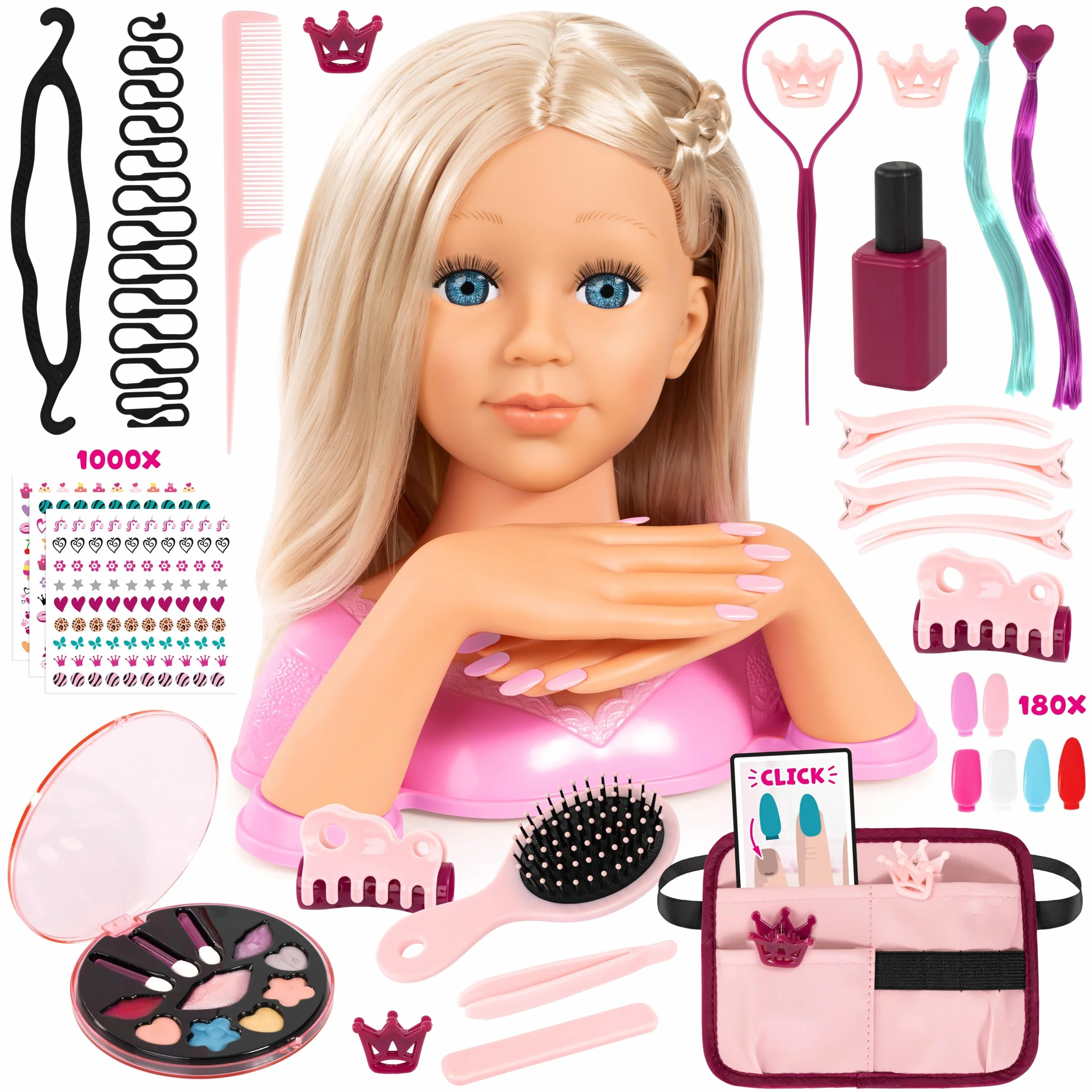 Bayer Design Charlene Magic Nails tête à Coiffure et Maquillage avec Mains et Ongles, Accessoires Cheveux, 30 cm