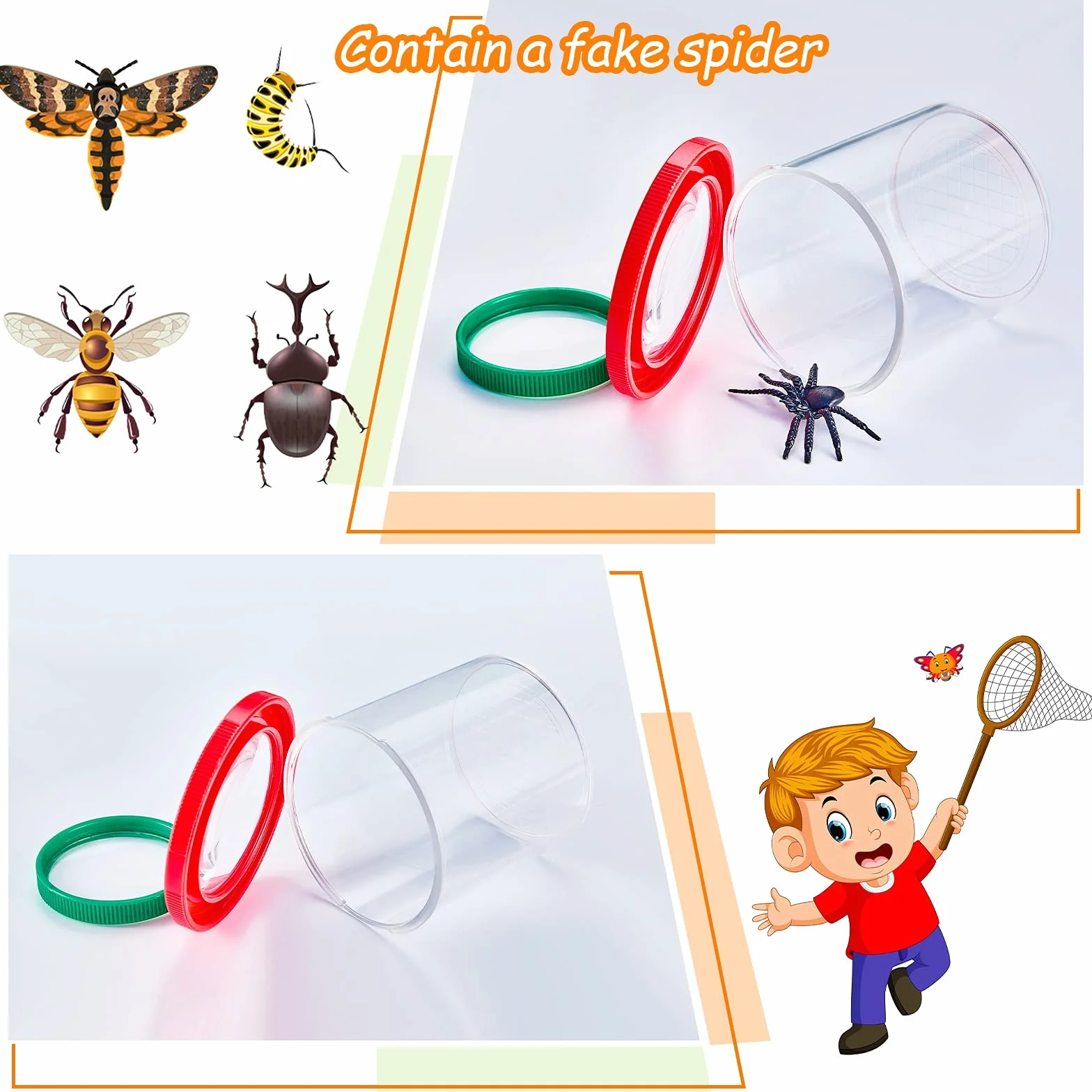 Boîtes à Insectes Grossissantes Visionneuse d'Insectes avec Loupe pour Enfants Outil d'Exploration de Nature Science