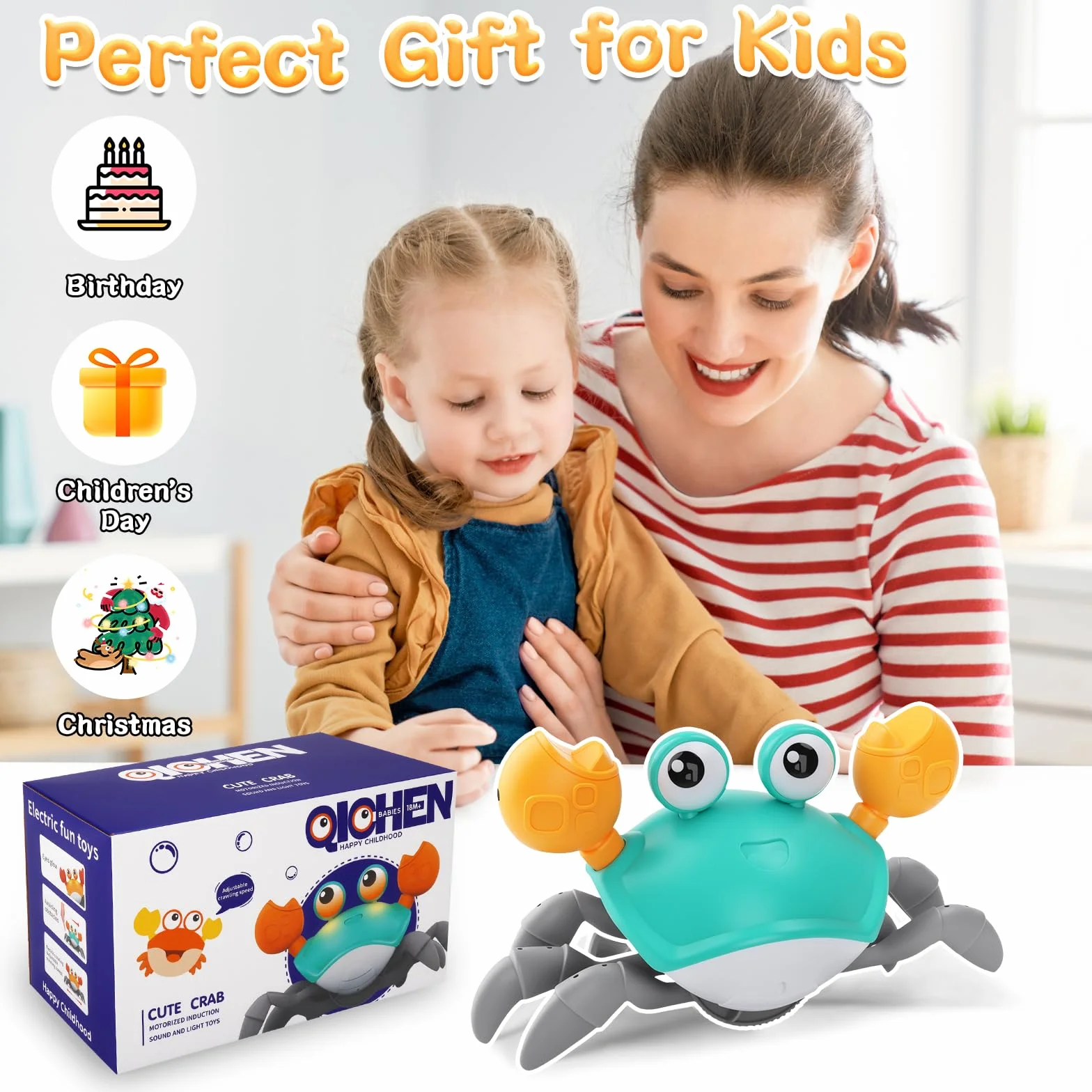 UCAMP Crabe Dansant Interactif avec Musique LED pour Bebe 6-12 Mois Jouet Eveil Sensoriel