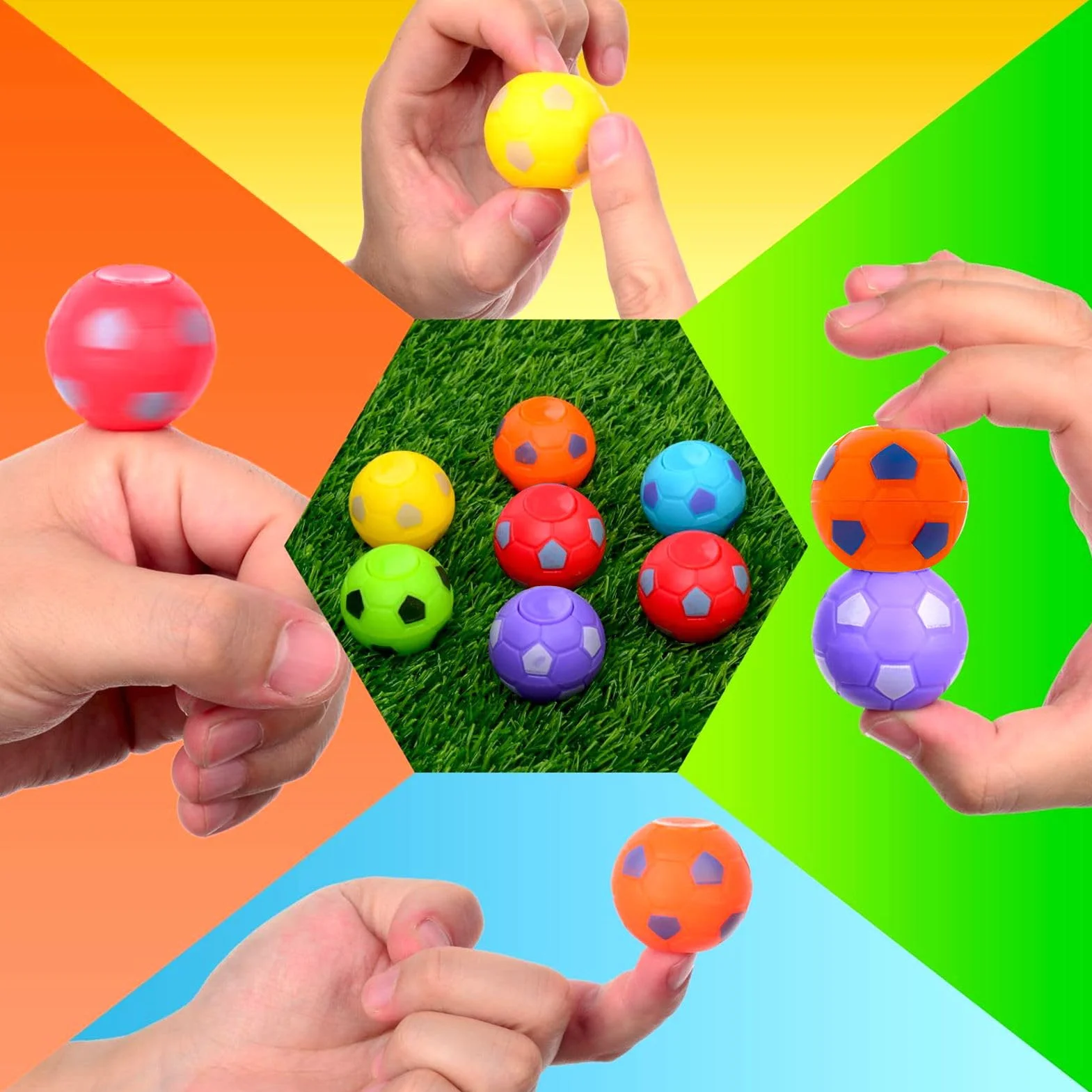 Mini Ballons de Football Spinner Jouet 12 Pièces, Spinning Fidget Football pour Enfants Adultes