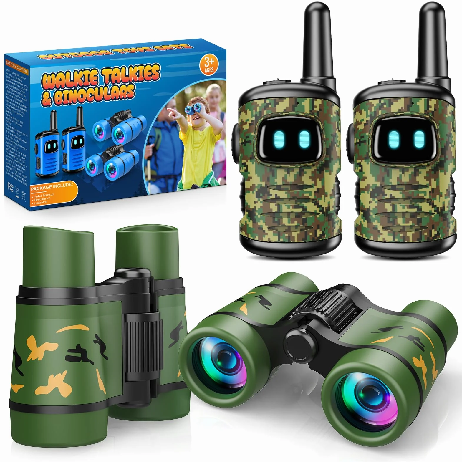 Talkie Walkie et Jumelles Enfants Kit Exploration Jouet Exterieur 3-9 Ans Garçon Fille Cadeau Noel