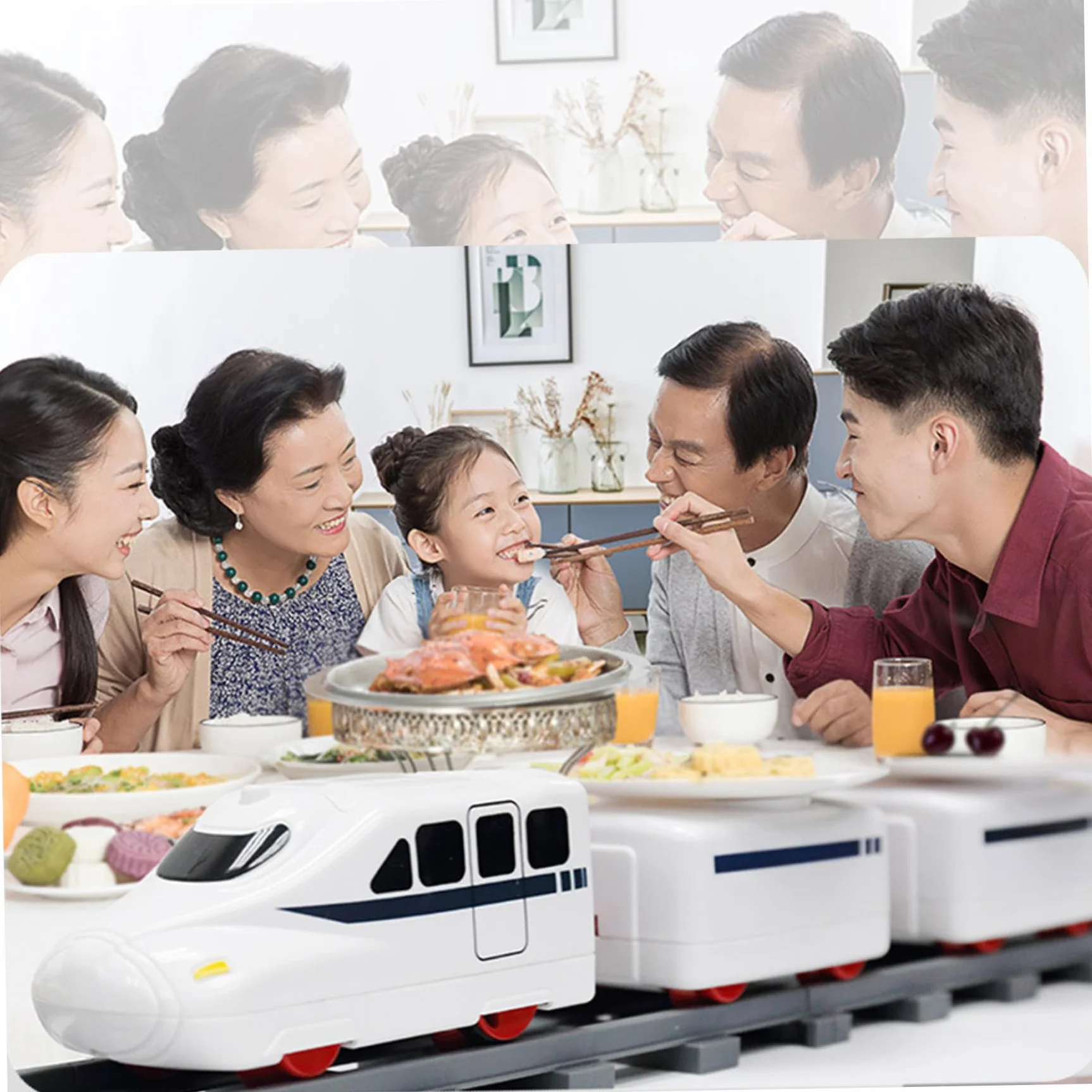 Bande transporteuse de Nourriture rotative avec Rail, Plateau de Service alimenté par Batterie pour Table d'exposition