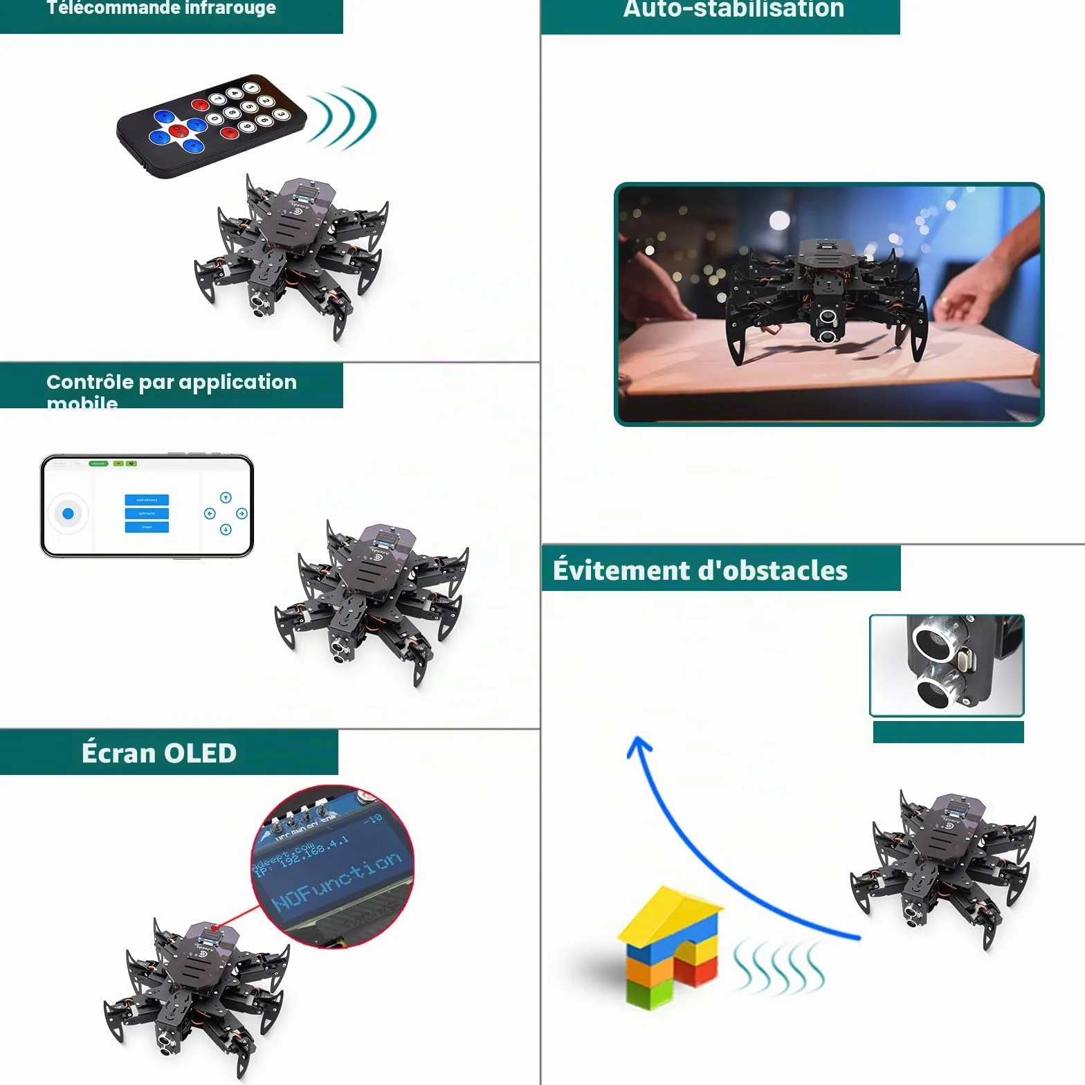 Adeept Hexapod Spider Robot Kit Compatible with Arduino, Spider Walking Crawling Robot, Programming Project Steam Robotics Kit with OLED Display and Metal Body, PDF Manual