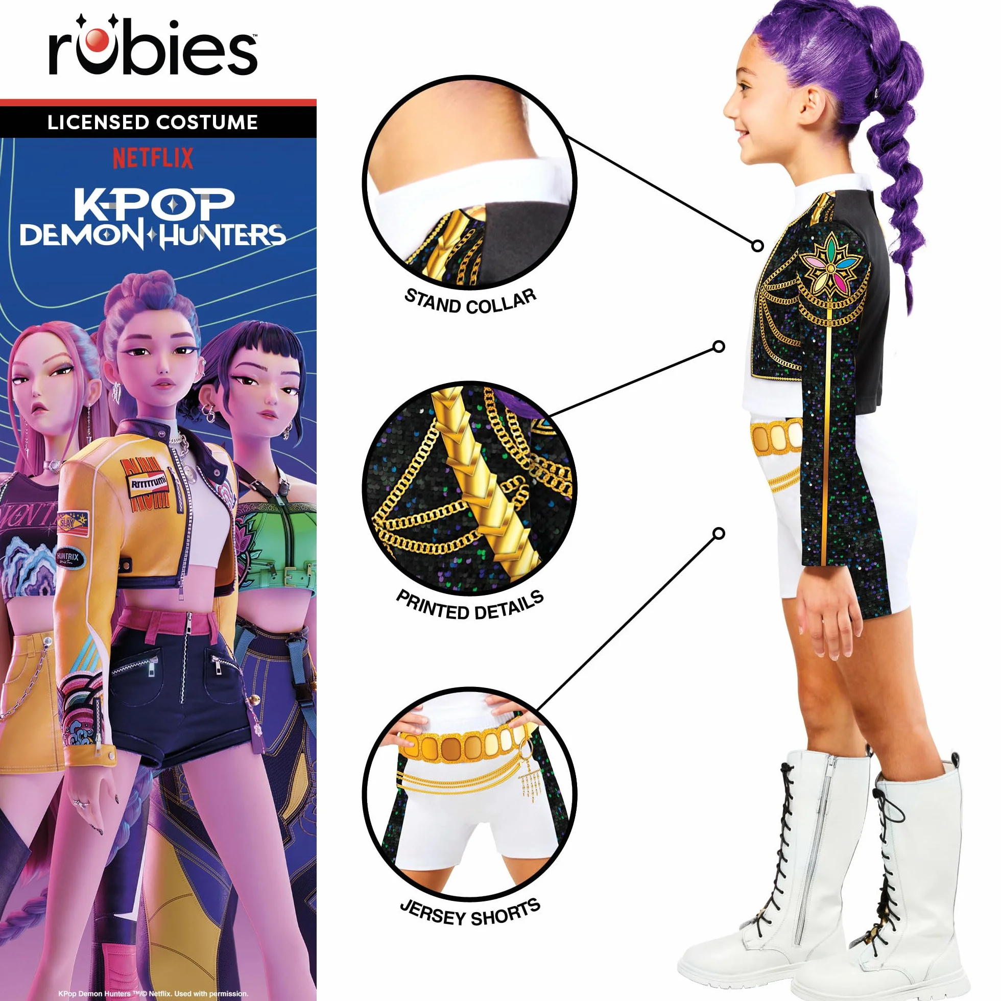 Rubies Official Netflix K-Pop Demon Hunters Rumi Golden Classic Child Costume